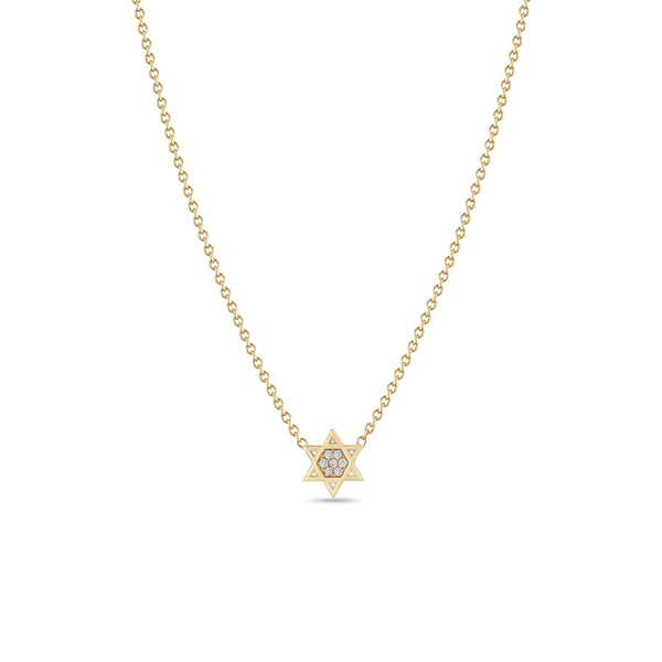 Zoë Chicco 14k Gold Midi Bitty Pavé Diamond Star of David Necklace