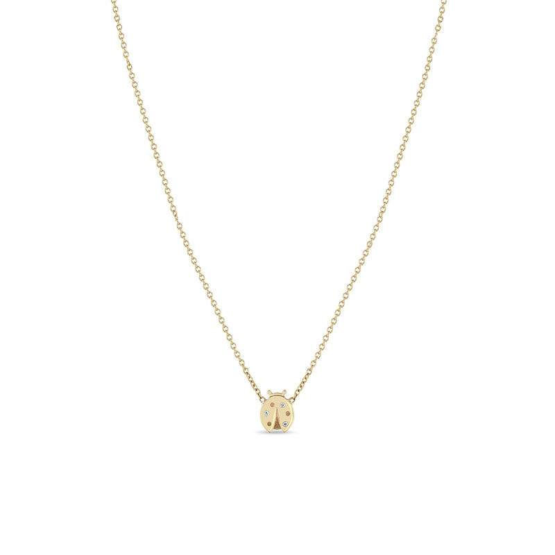 Zoë Chicco 14k Gold Midi Bitty Diamond Ladybug Necklace