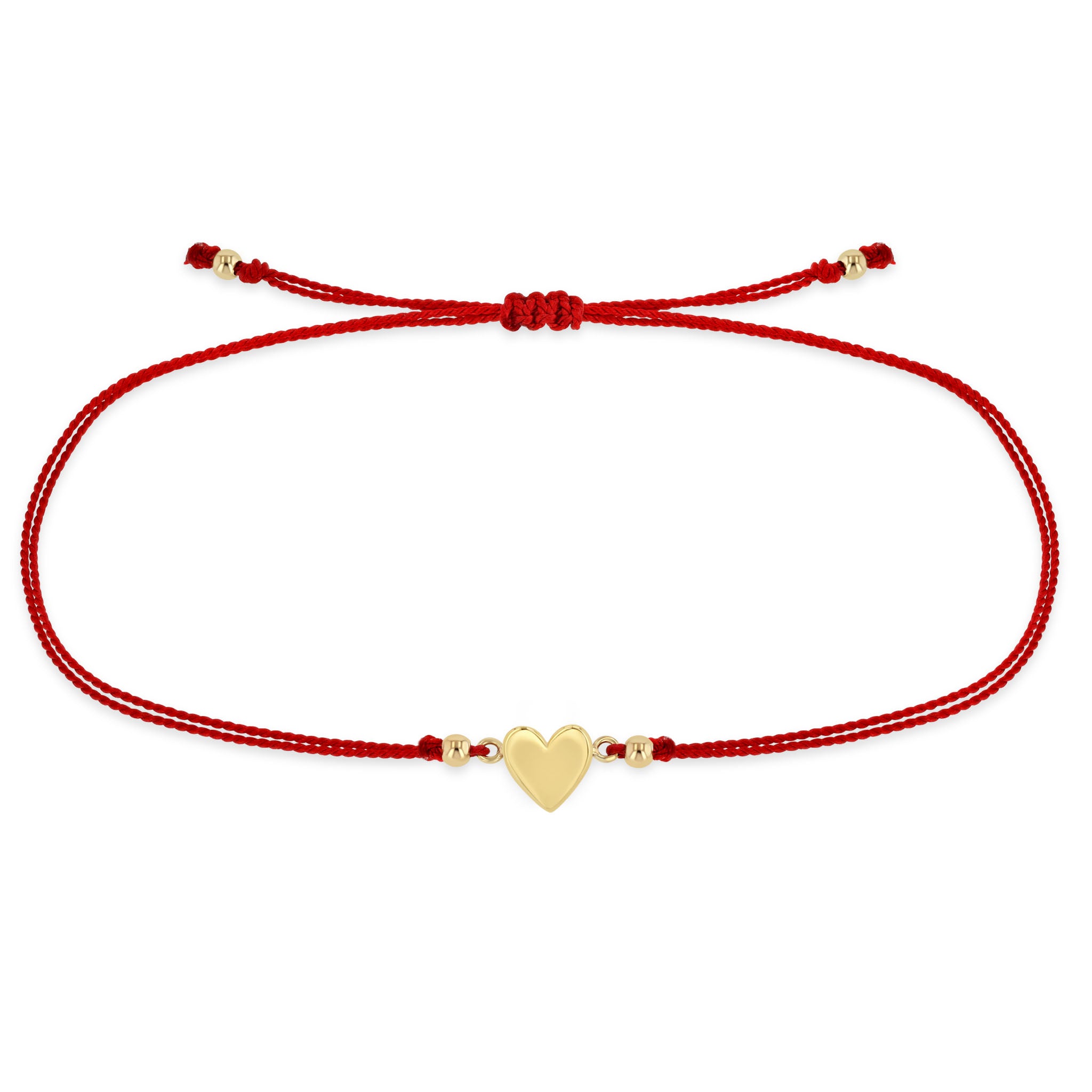 Zoë Chicco 14k Gold Midi Bitty Heart Cord Red Bracelet