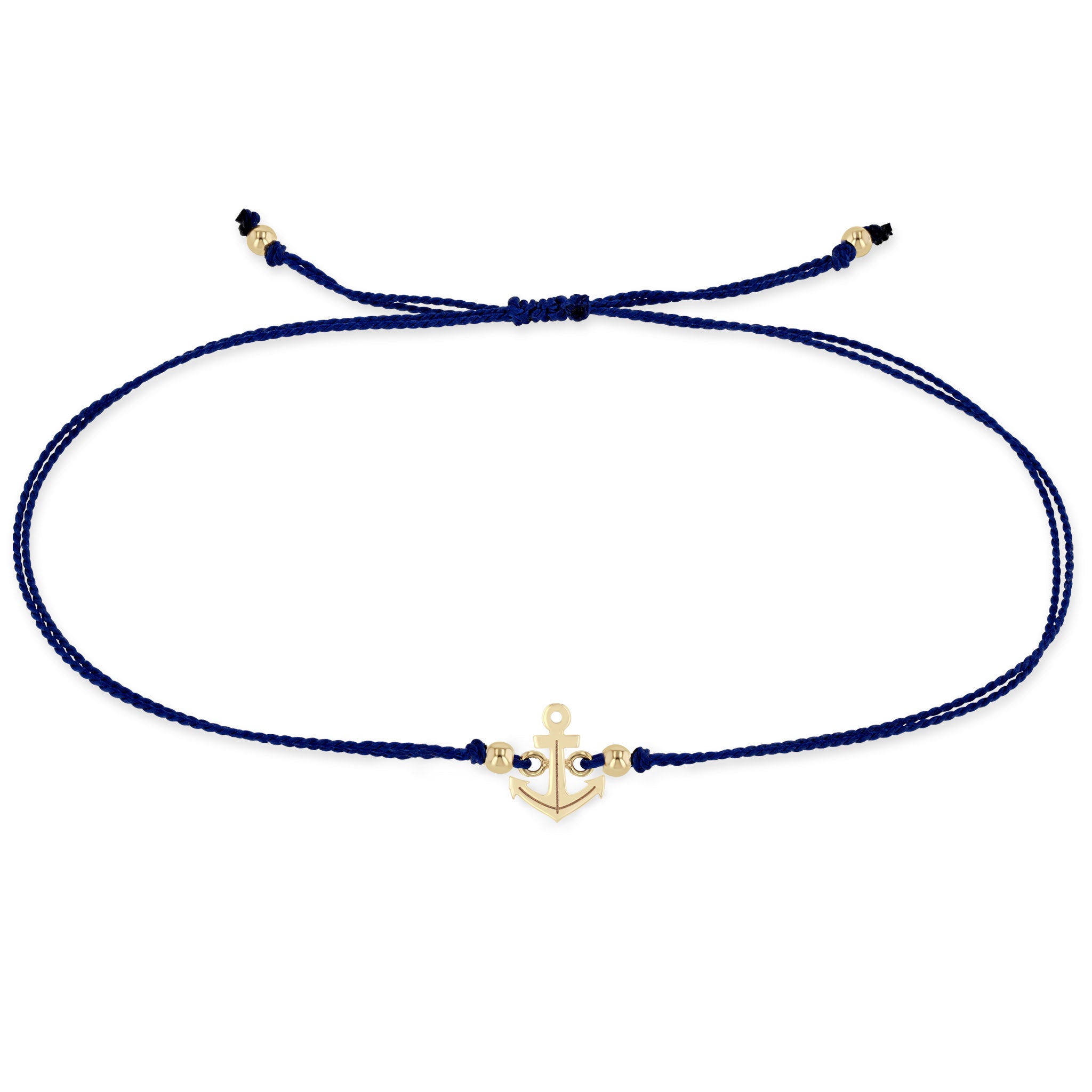 Zoë Chicco 14k Gold Midi Bitty Anchor Cord Bracelet