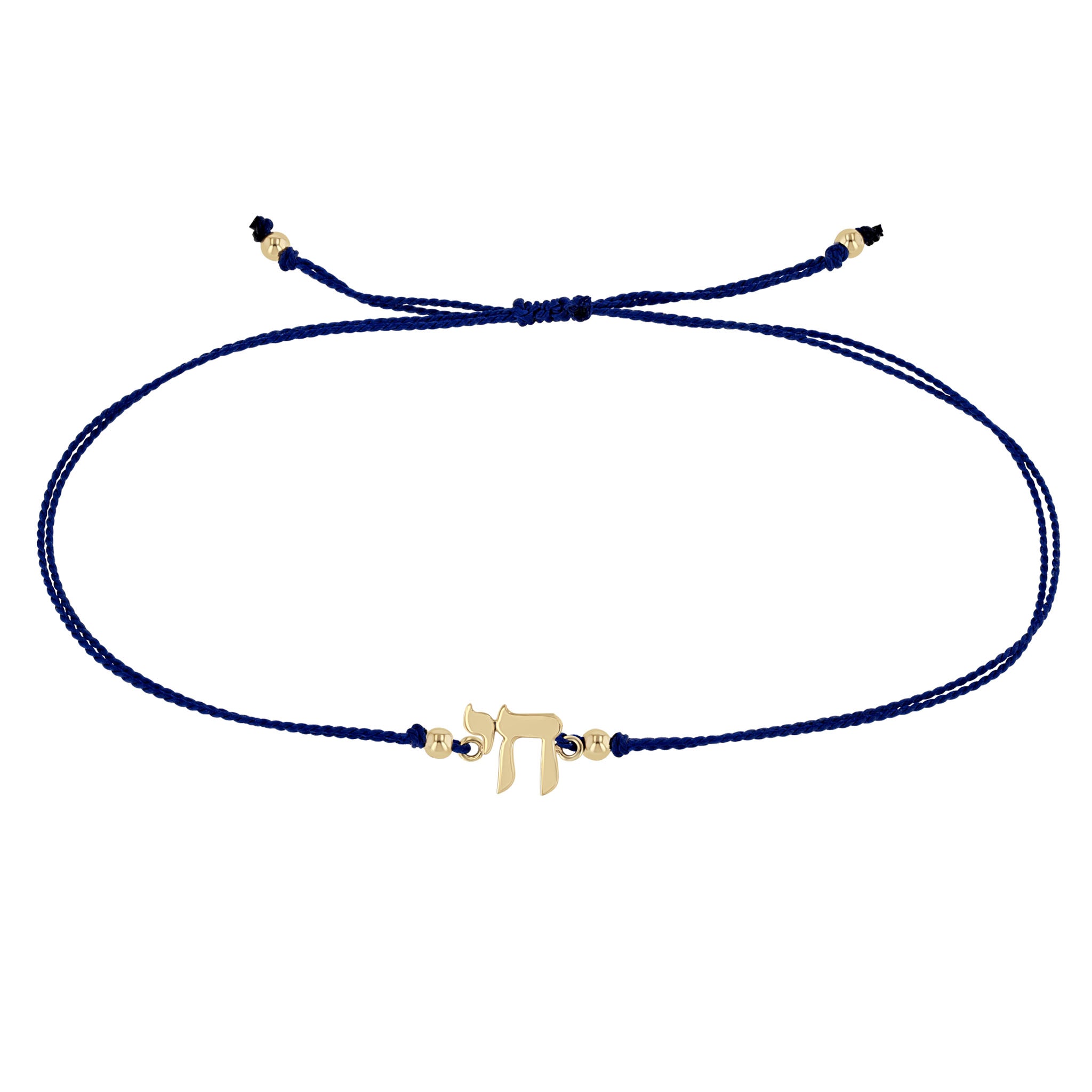 Zoë Chicco 14k Gold Midi Bitty Chai Cord Bracelet in Navy Blue
