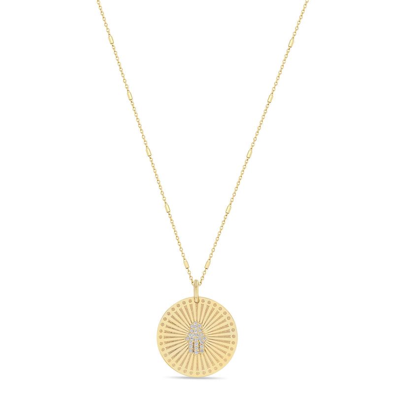 Zoë Chicco 14k Gold Pavé Diamond Hamsa Medium Sunbeam Medallion Necklace