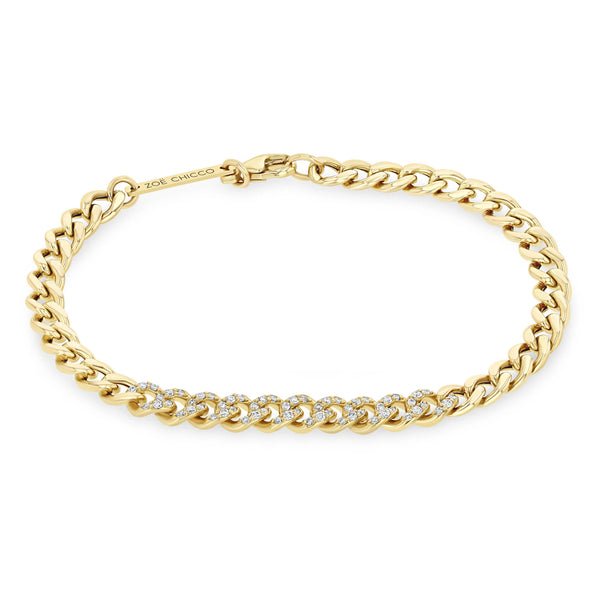 Zoë Chicco 14k Gold Pavé Diamond Segment Medium Curb Chain Bracelet