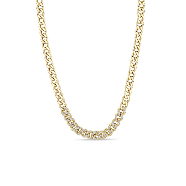 Zoë Chicco 14k Gold Pavé Diamond Segment Medium Curb Chain Necklace