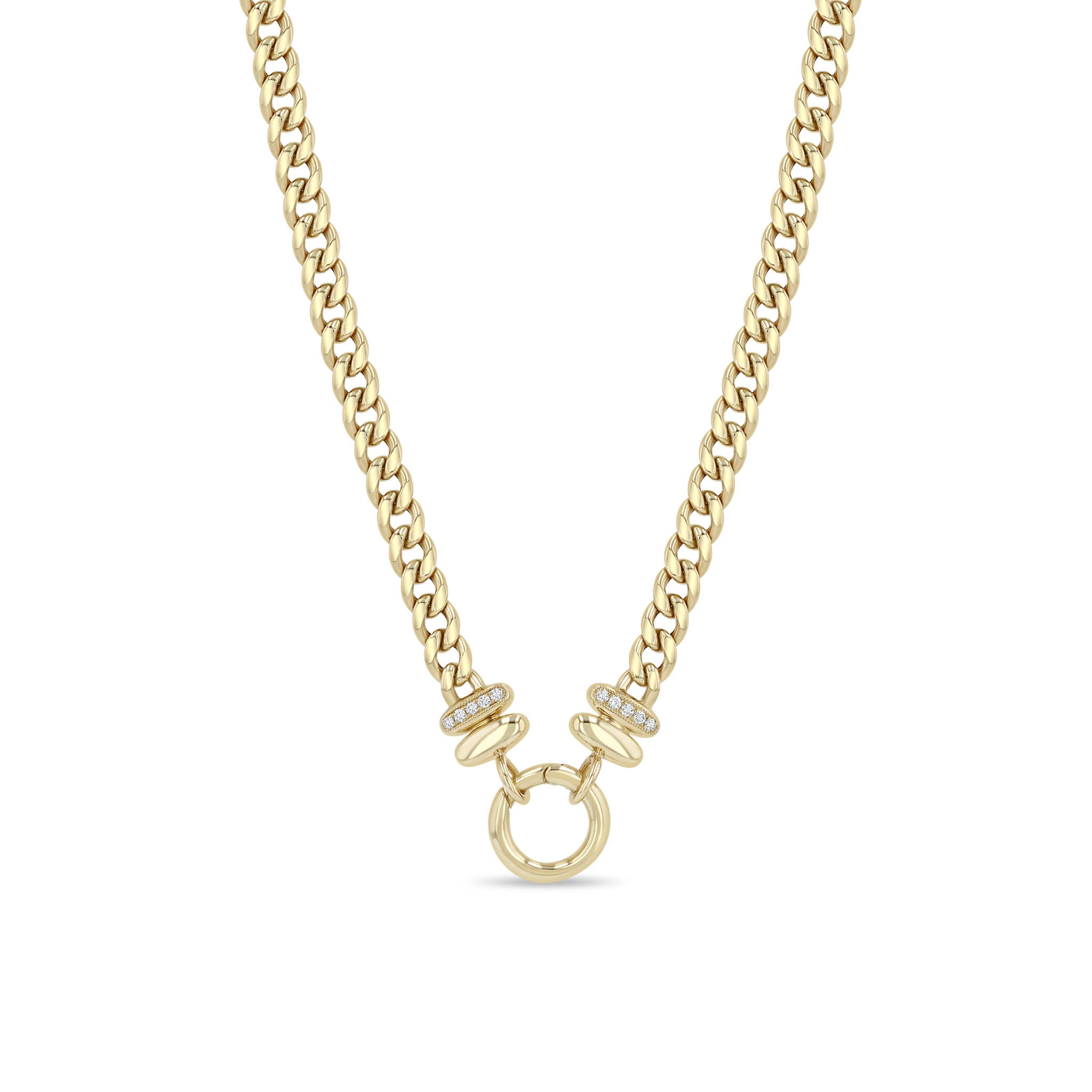 Zoe Chicco 14k gold chain necklace with small diamonds on a white background