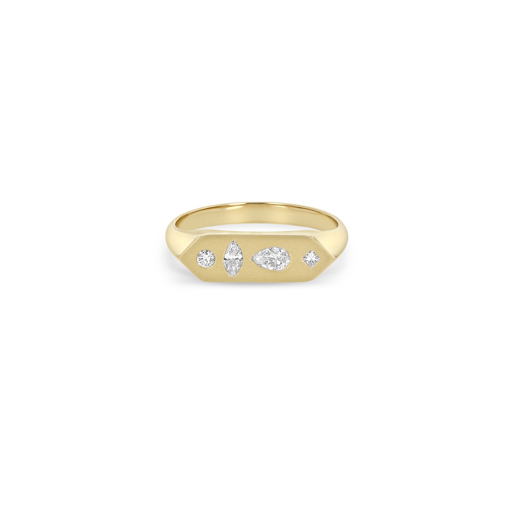 24karats - HSP♡ Zoë Chicco 14k Gold Diamond Mosaic Brushed Gold Elongated