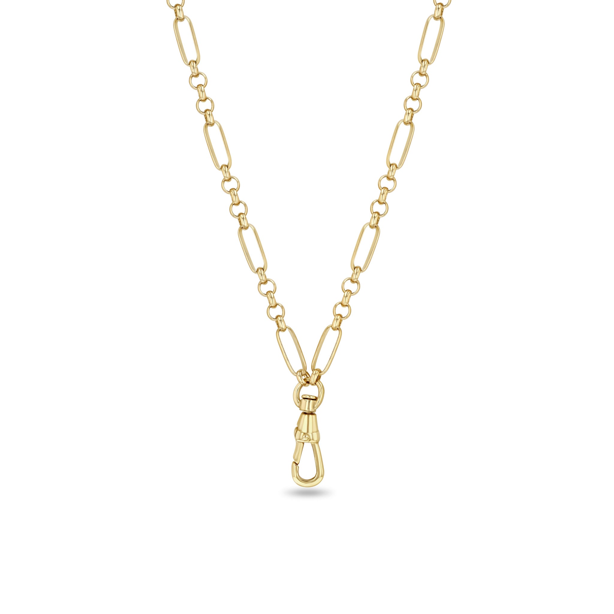Zoë Chicco 14k Gold Medium Paperclip Rolo Chain Necklace with Fob Clasp Drop