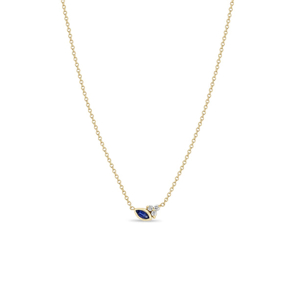 Zoë Chicco 14k Gold Marquise Blue Sapphire & Prong Diamond Trio Necklace