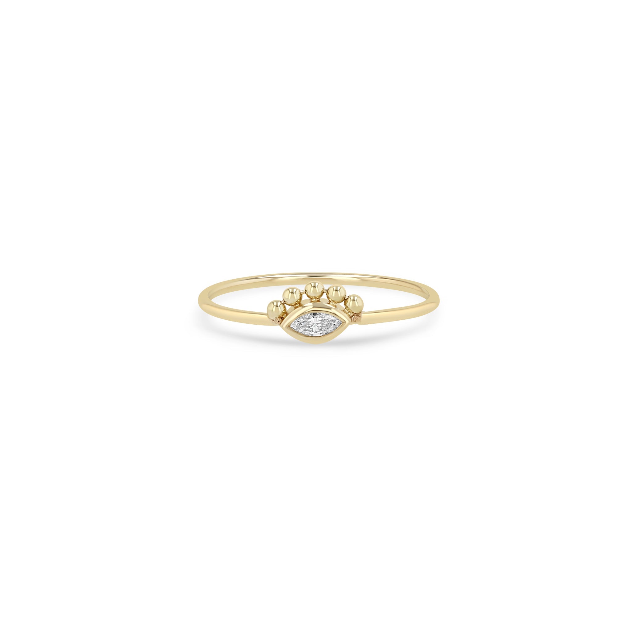 Zoe Chicco 14k gold ring with a small diamond and small beads on top with a white background