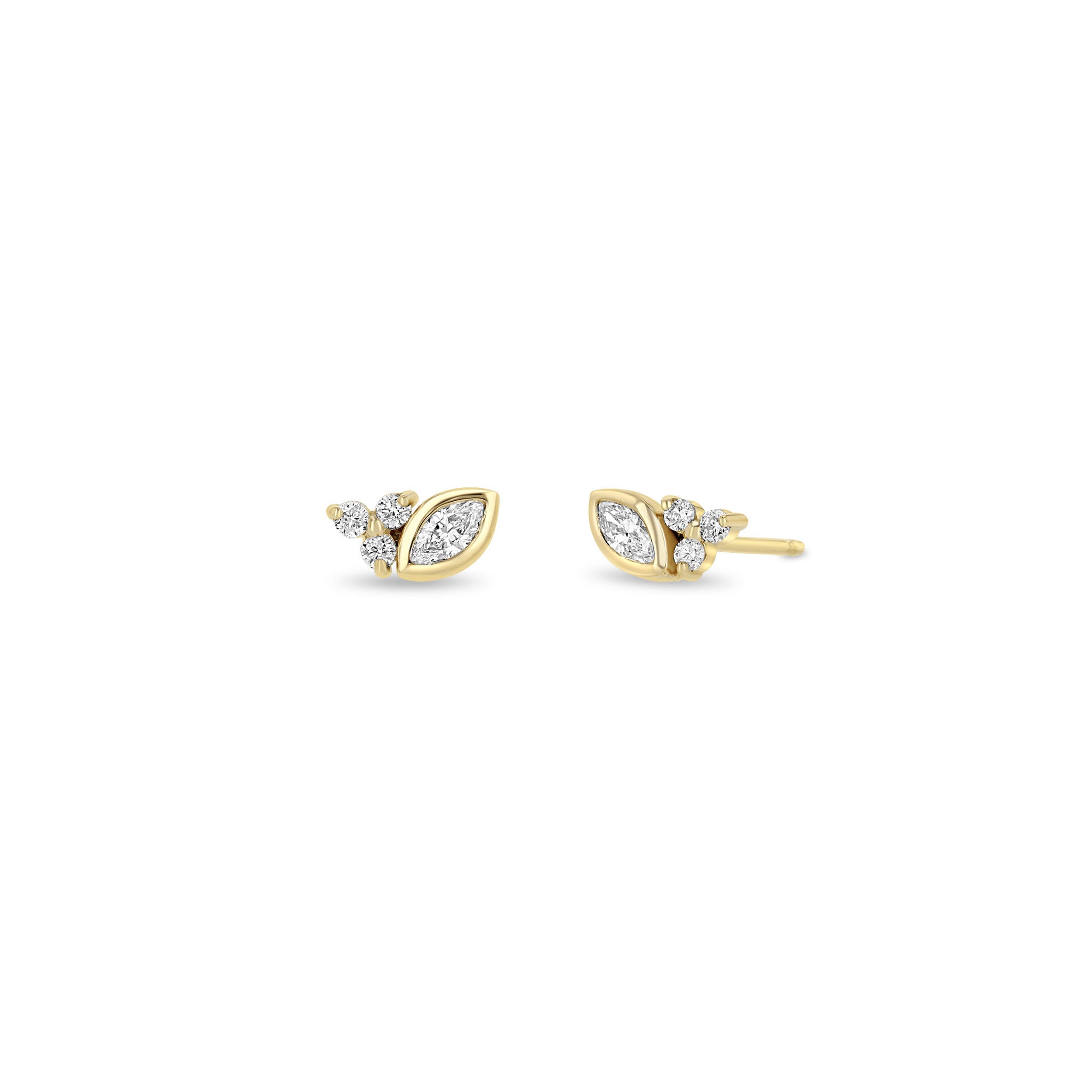 Zoë Chicco 14k Gold Marquise & Prong Diamond Trio Stud Earrings