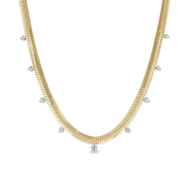 Zoë Chicco 14k Gold 9 Graduated Prong Diamond Medium Snake Chain Necklace