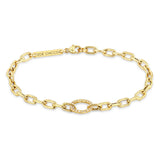 Zoë Chicco 14k Gold Pavé Diamond Circle Medium Square Oval Link Chain Bracelet