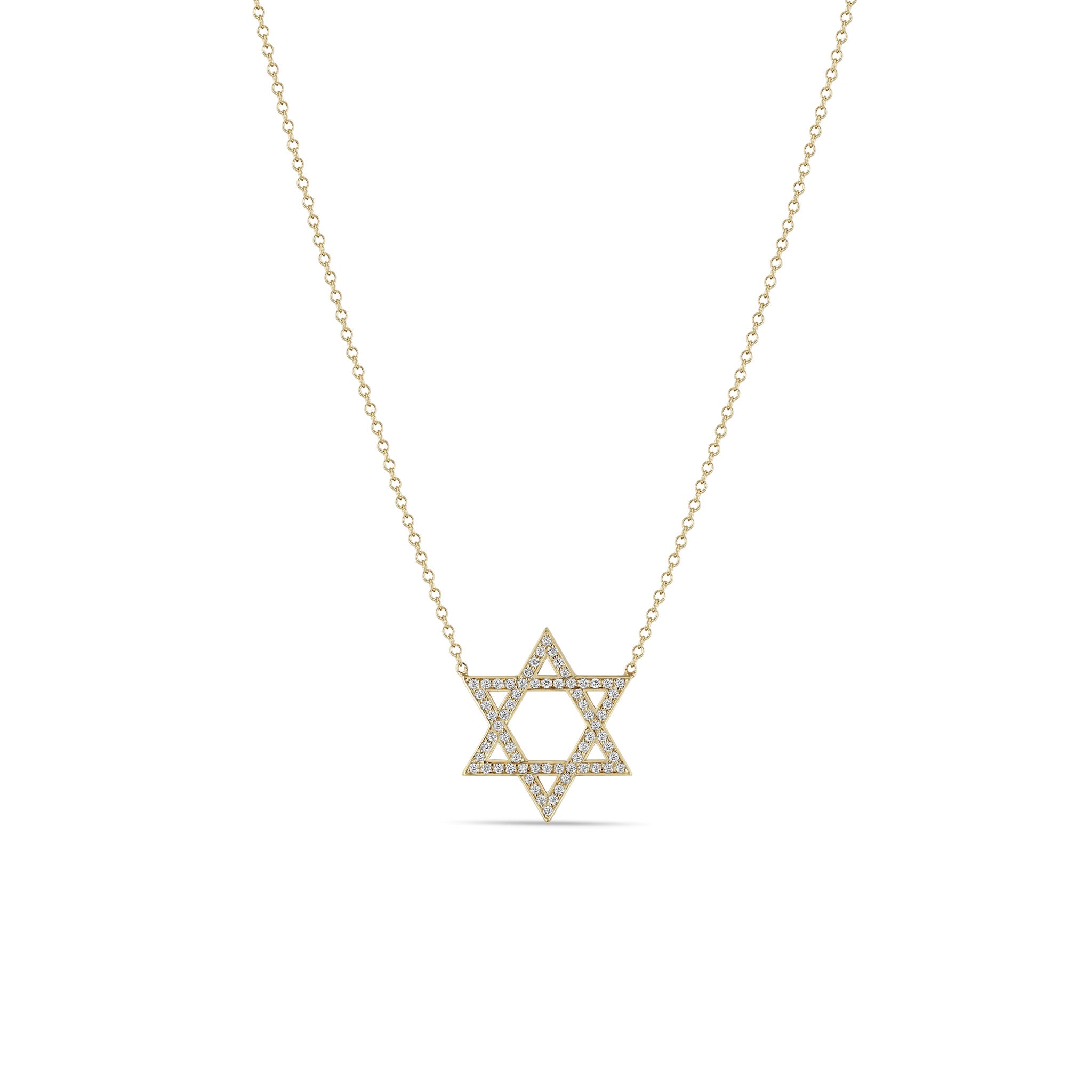 Zoë Chicco 14k Gold Medium Pavé Diamond Star of David Necklace
