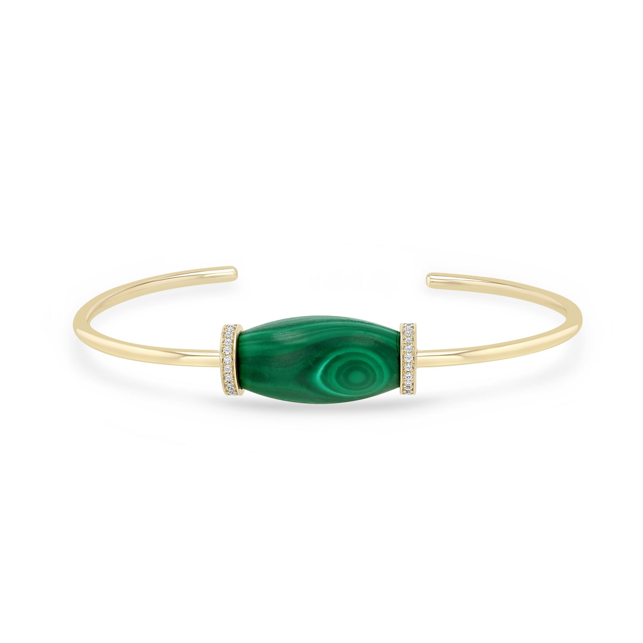 Zoe Chicco 14k Diamond Malachite Barrel Bead Cuff