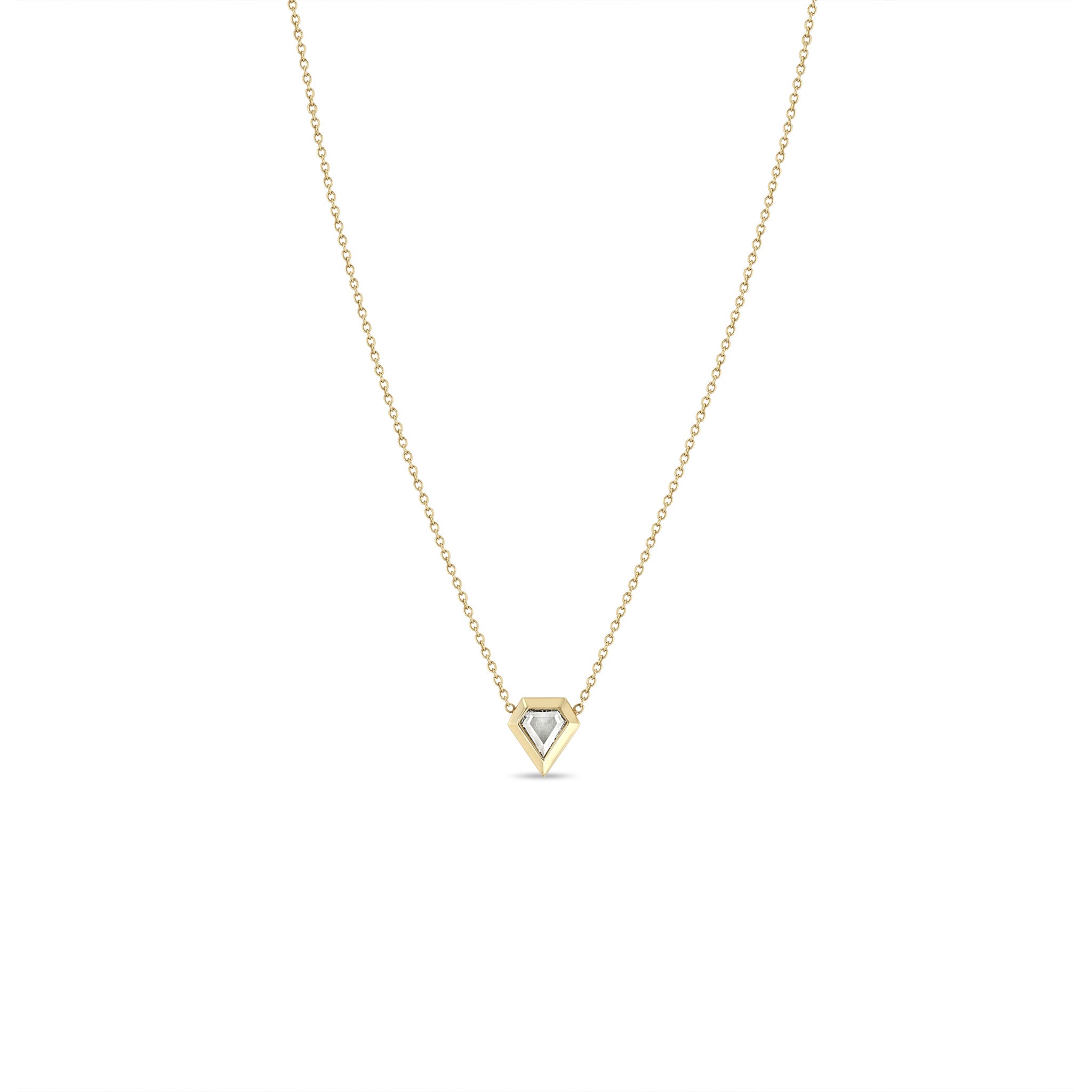 One of a Kind Zoë Chicco 14k Gold .28 ctw Shield Diamond Bezel Necklace