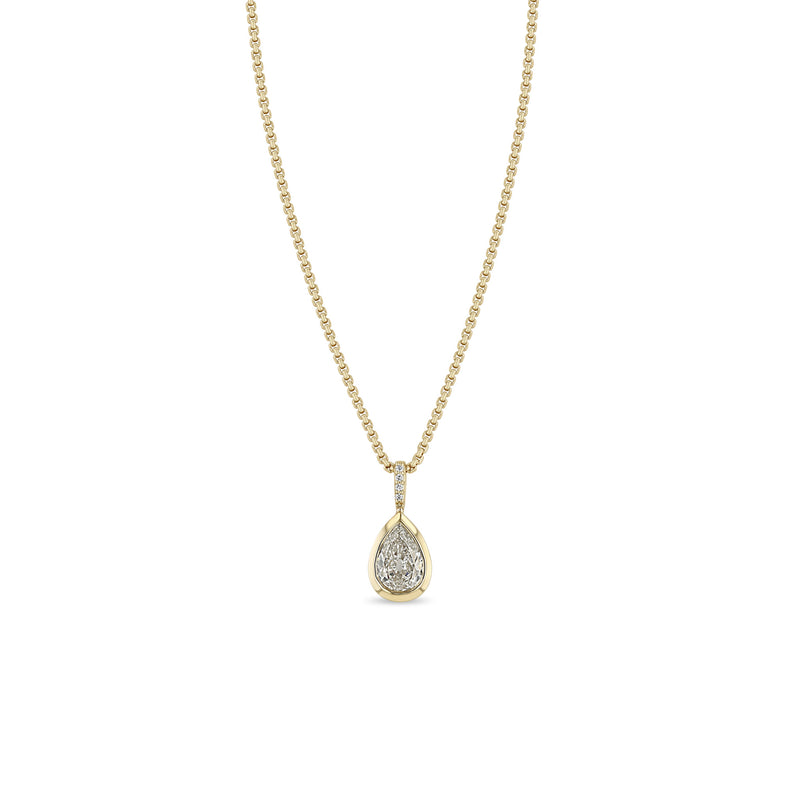 Zoë Chicco 14k Gold One of a Kind Mine Cut Pear Diamond Pendant Necklace