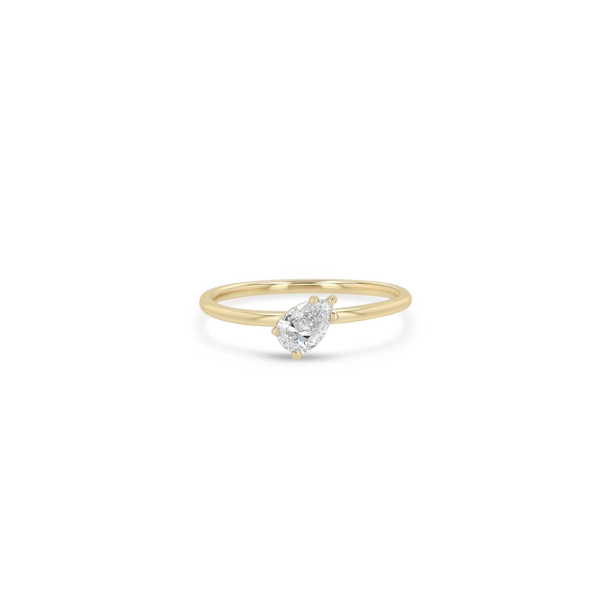 Zoe Chicco 14k Gold Prong Set Offset Pear Cut Diamond Band Ring on a white background