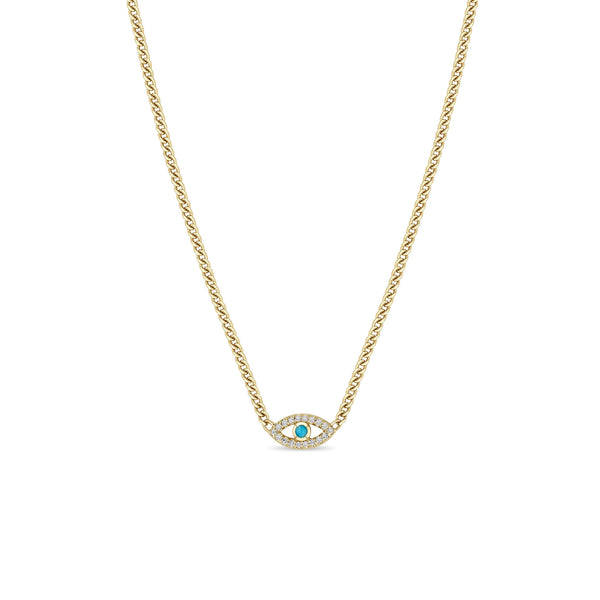 Zoë Chicco 14k Gold Turquoise & Diamond Evil Eye Curb Chain Necklace