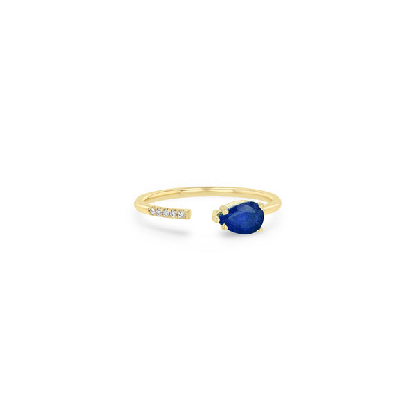 Zoë Chicco 14k Gold Pear Blue Sapphire & Pavé Diamond Open Ring