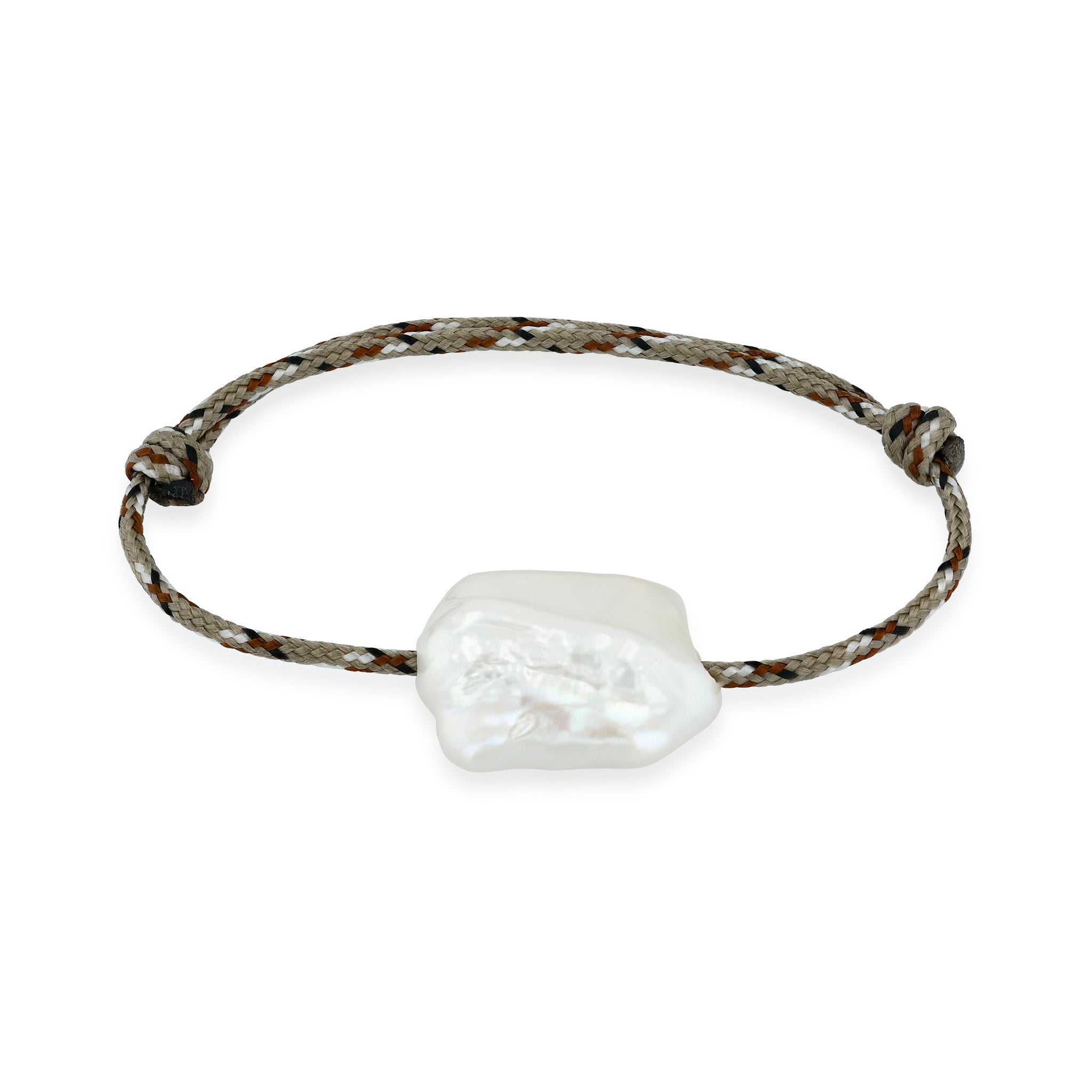 Zoe Chicco freshwater pearl camo paracord bracelet on a white background
