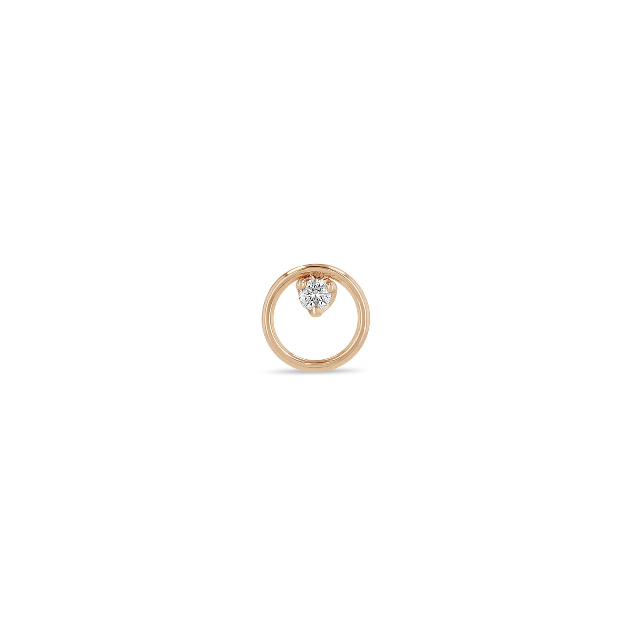 Single Zoë Chicco 14k Gold Small Circle Prong Diamond Stud Earring