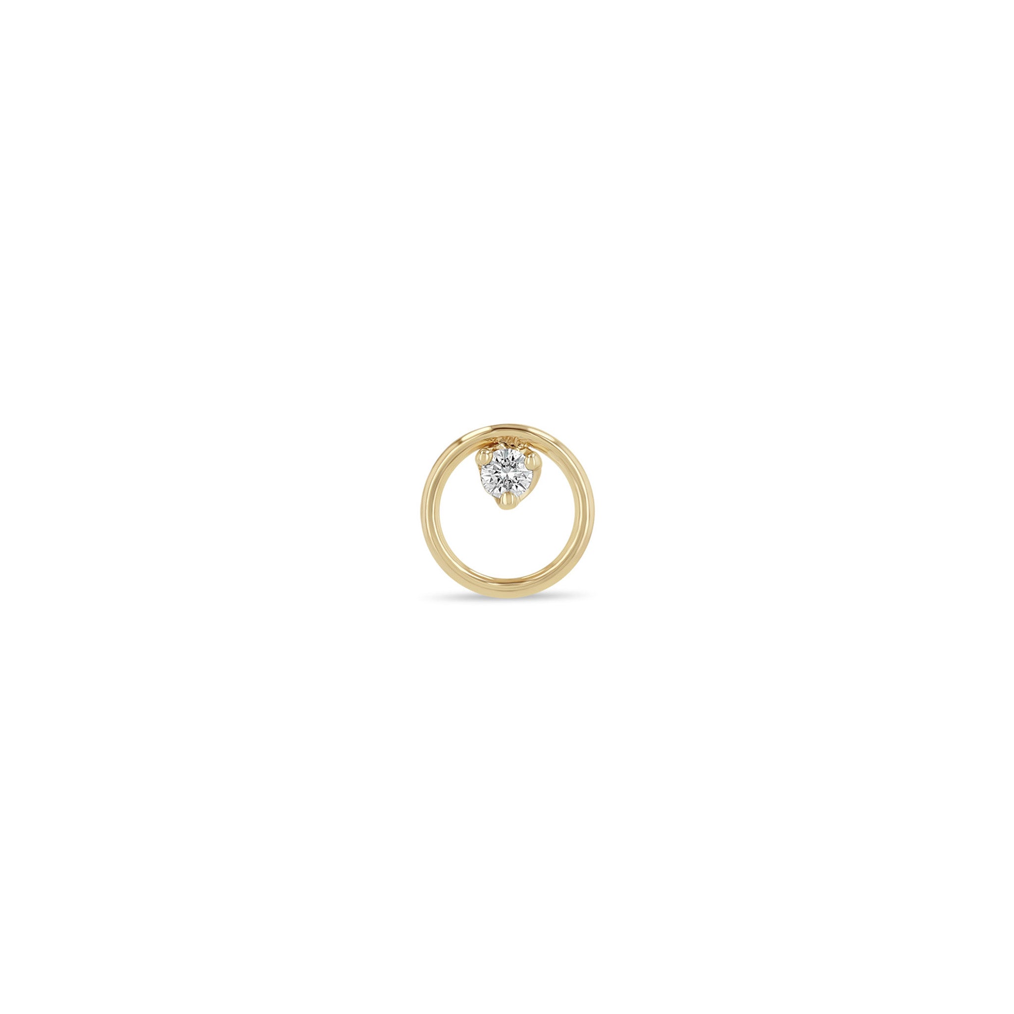 Single Zoë Chicco 14k Gold Small Circle Prong Diamond Stud Earring