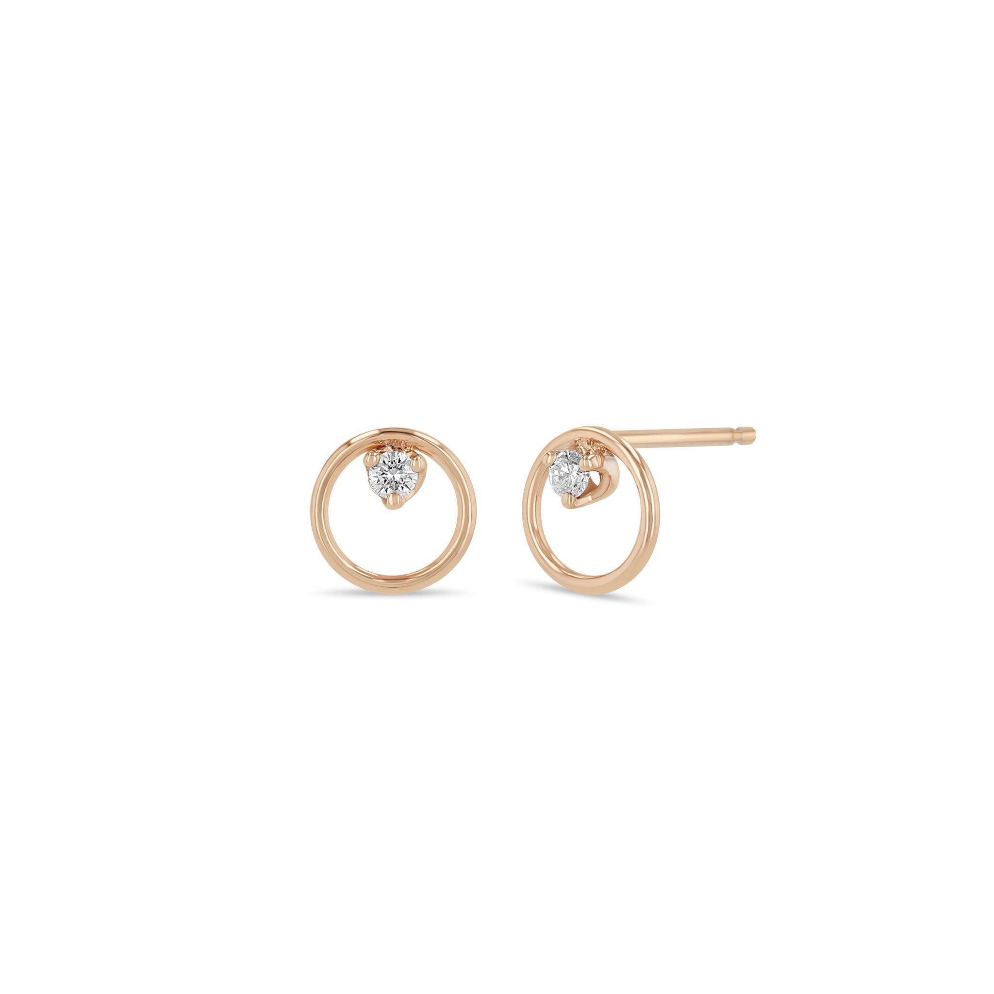 Zoë Chicco 14k Gold Small Circle Prong Diamond Stud Earrings