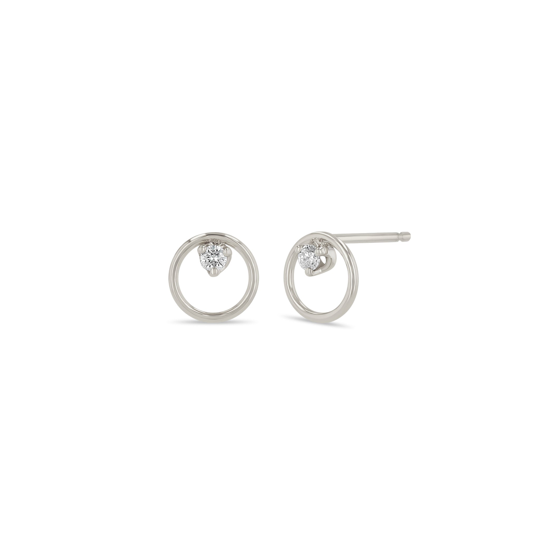 Zoë Chicco 14k Gold Small Circle Prong Diamond Stud Earrings