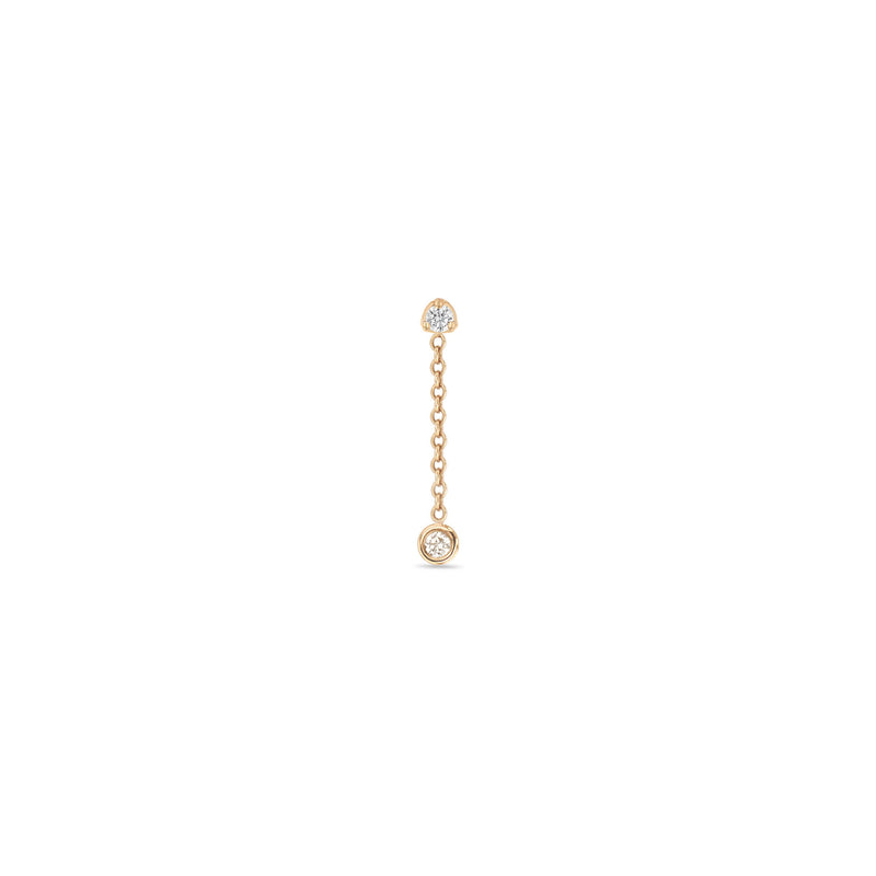 Single Zoë Chicco 14k Gold Prong Diamond & Floating Diamond Chain Drop Earring