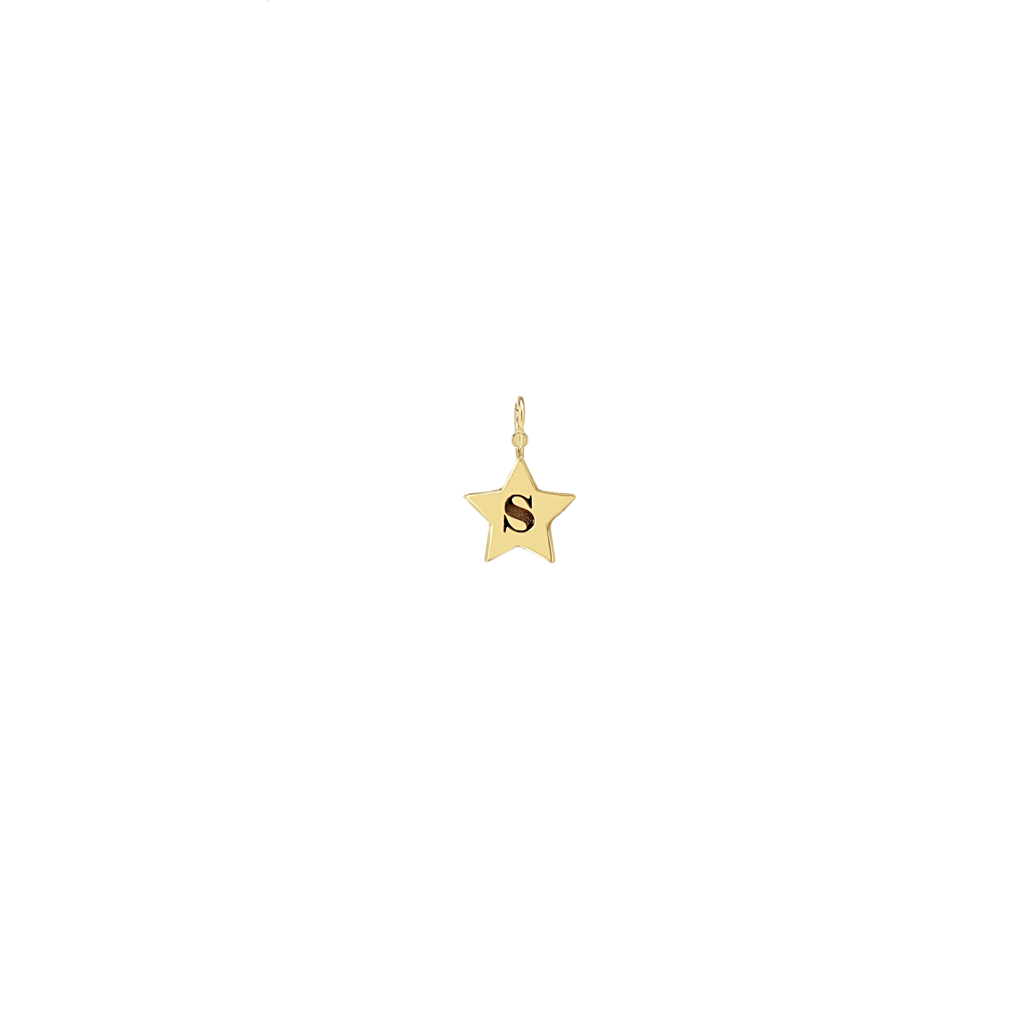 Zoe Chicco 14k gold star-shaped pendant with the letter 'S' engraved in the center