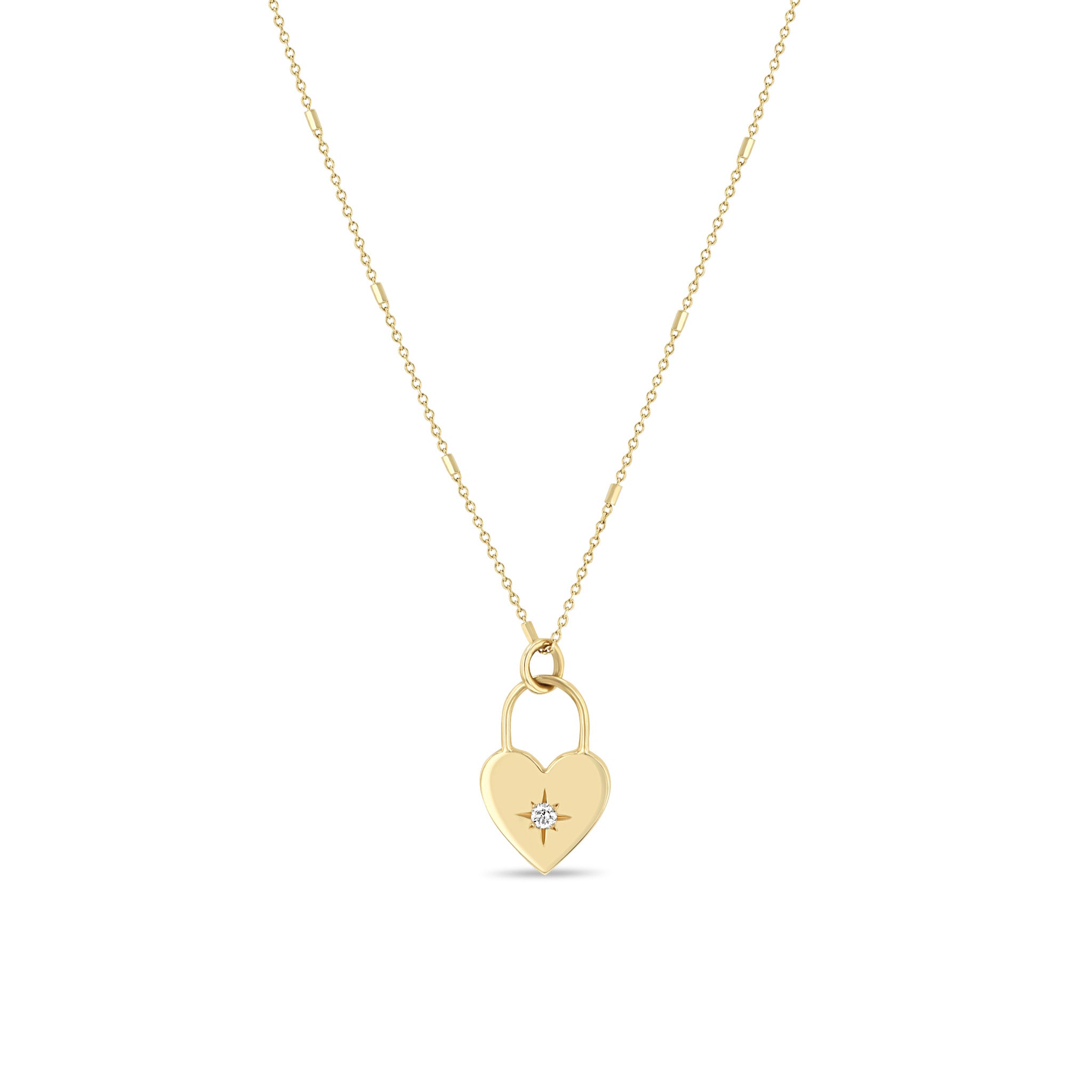 Zoë Chicco 14k Gold Diamond Heart Padlock Necklace