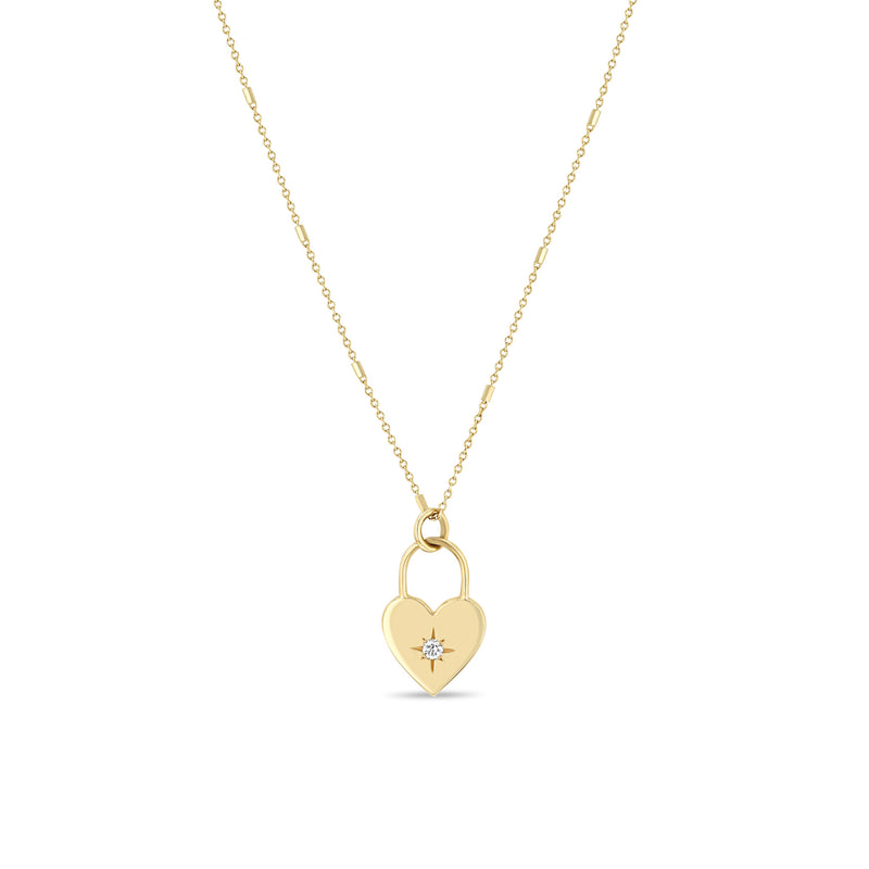 Zoë Chicco 14k Gold Diamond Heart Padlock Necklace