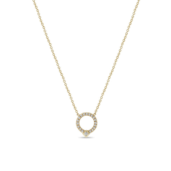 Zoë Chicco 14k Gold Princess Diamond & Diamond Circle Necklace