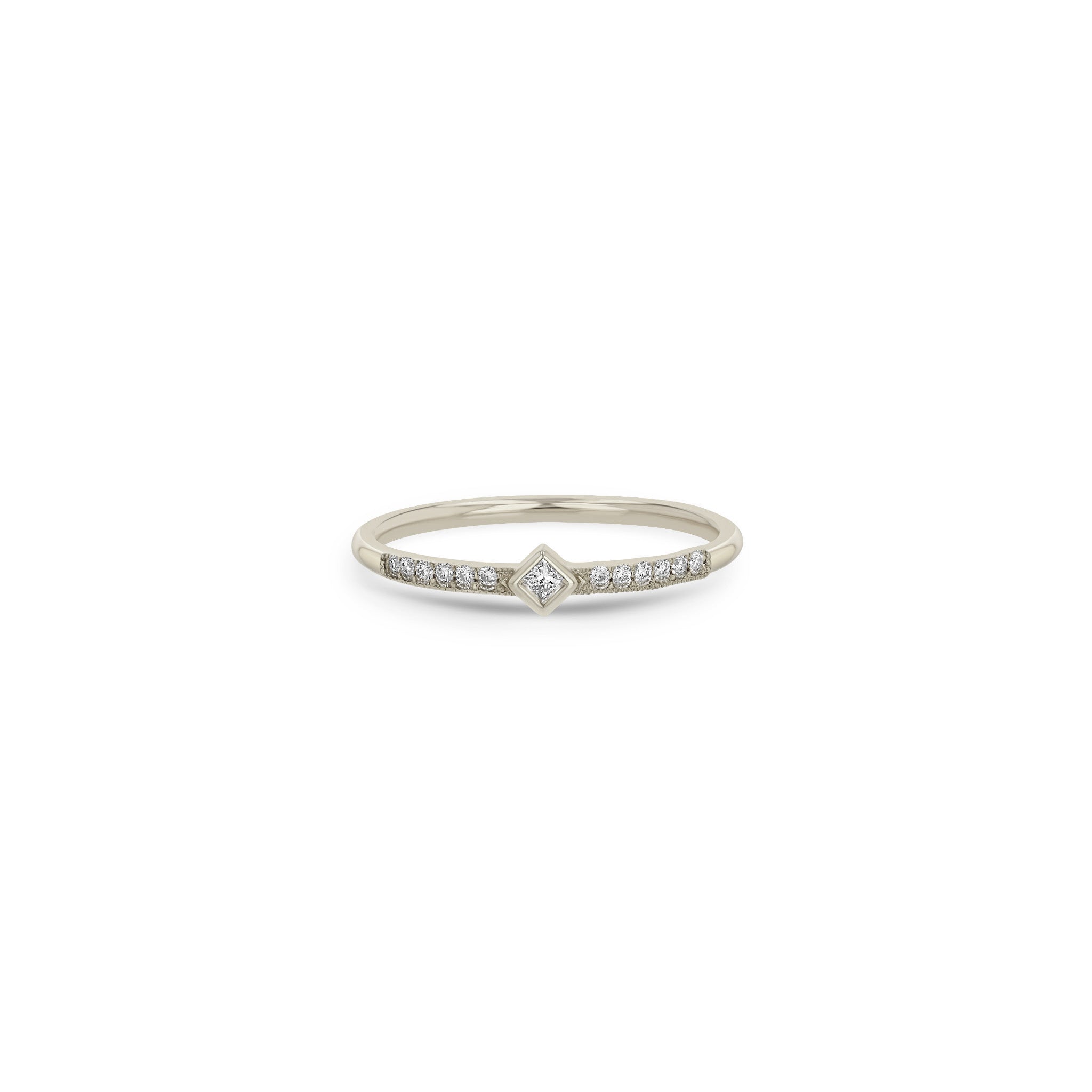 Zoë Chicco 14k Gold Princess Diamond with Demi Pavé Band Ring