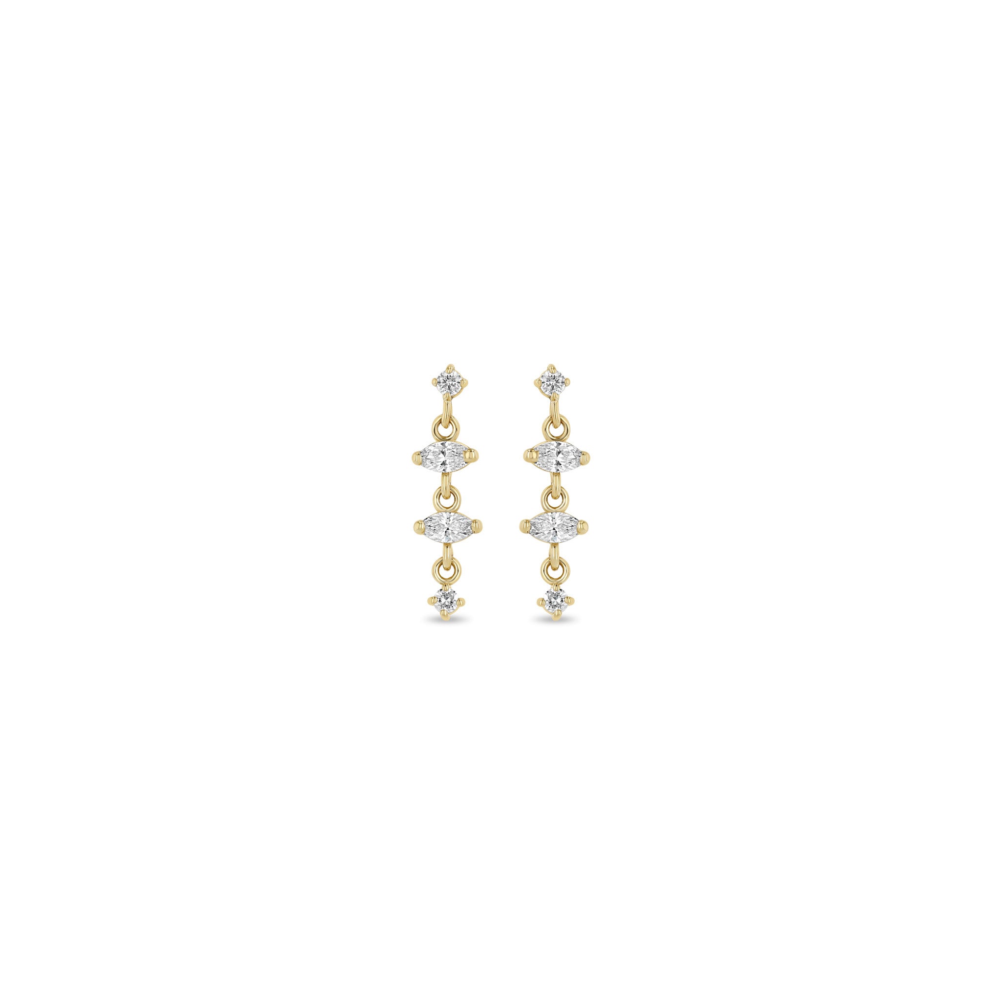 Zoë Chicco 14k Gold Linked Marquise & Round Diamond Drop Earrings
