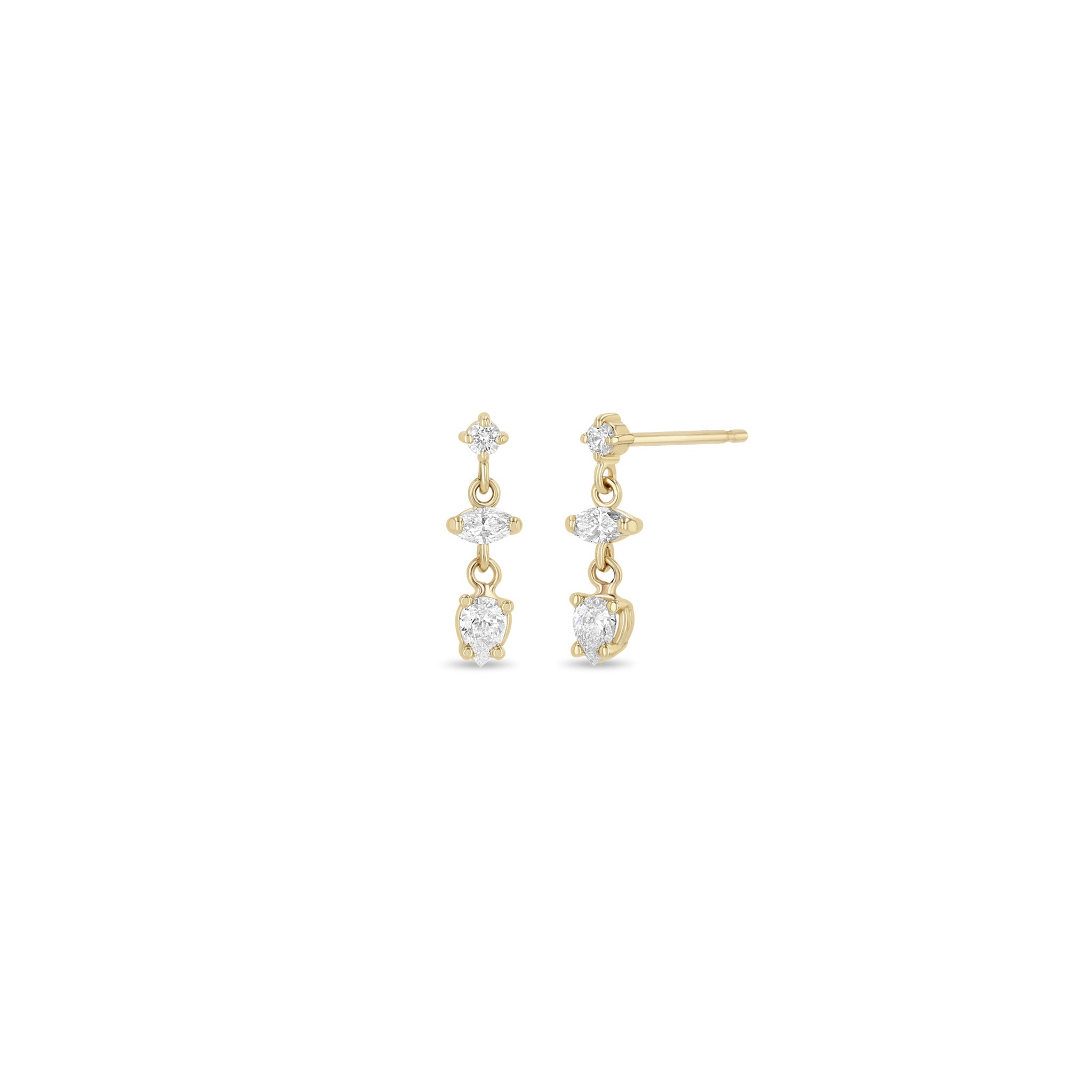 Zoë Chicco 14k Gold Linked Round, Marquise & Pear Diamond Short Drop Earrings