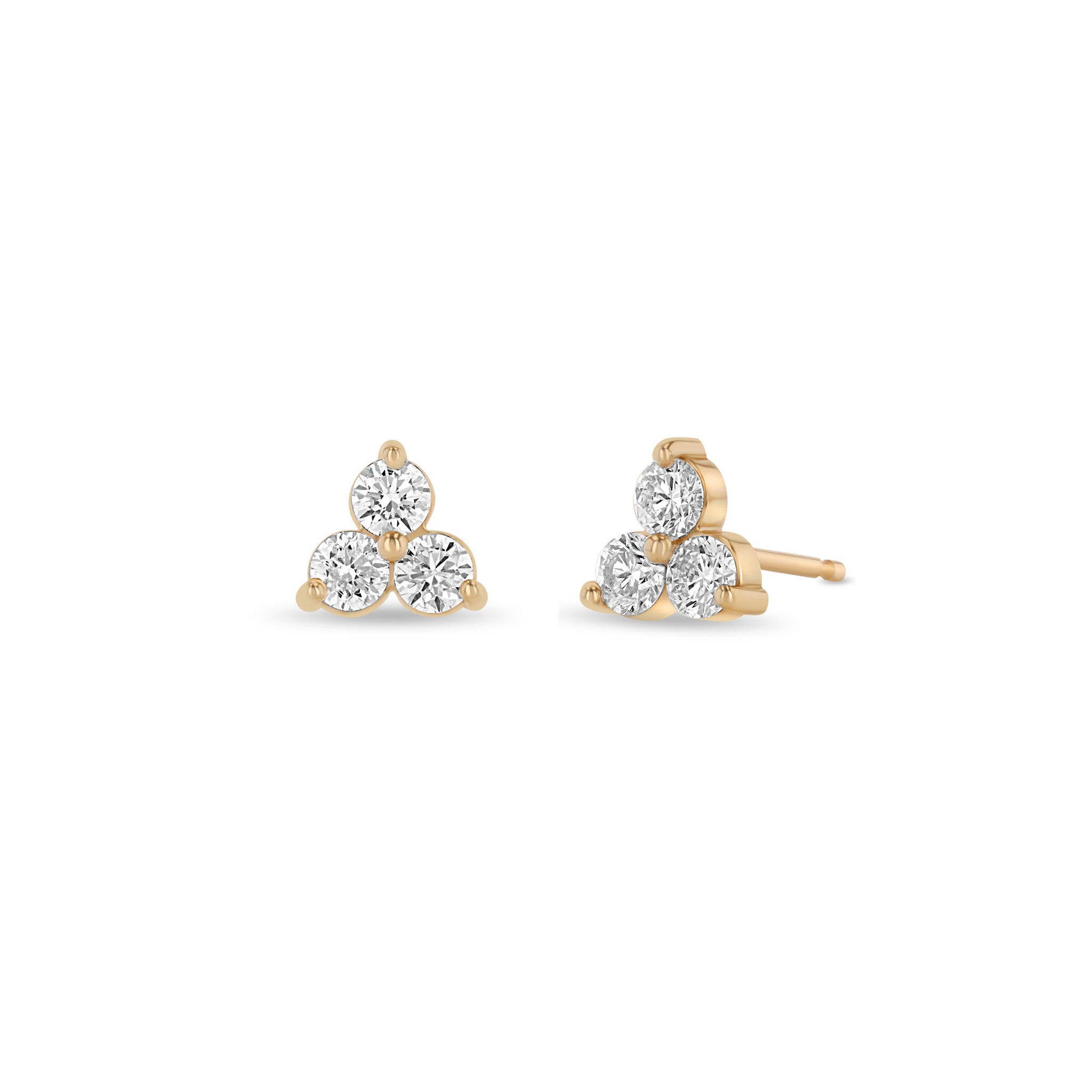Zoë Chicco 14k Gold 3mm Prong Diamond Trio Stud Earrings