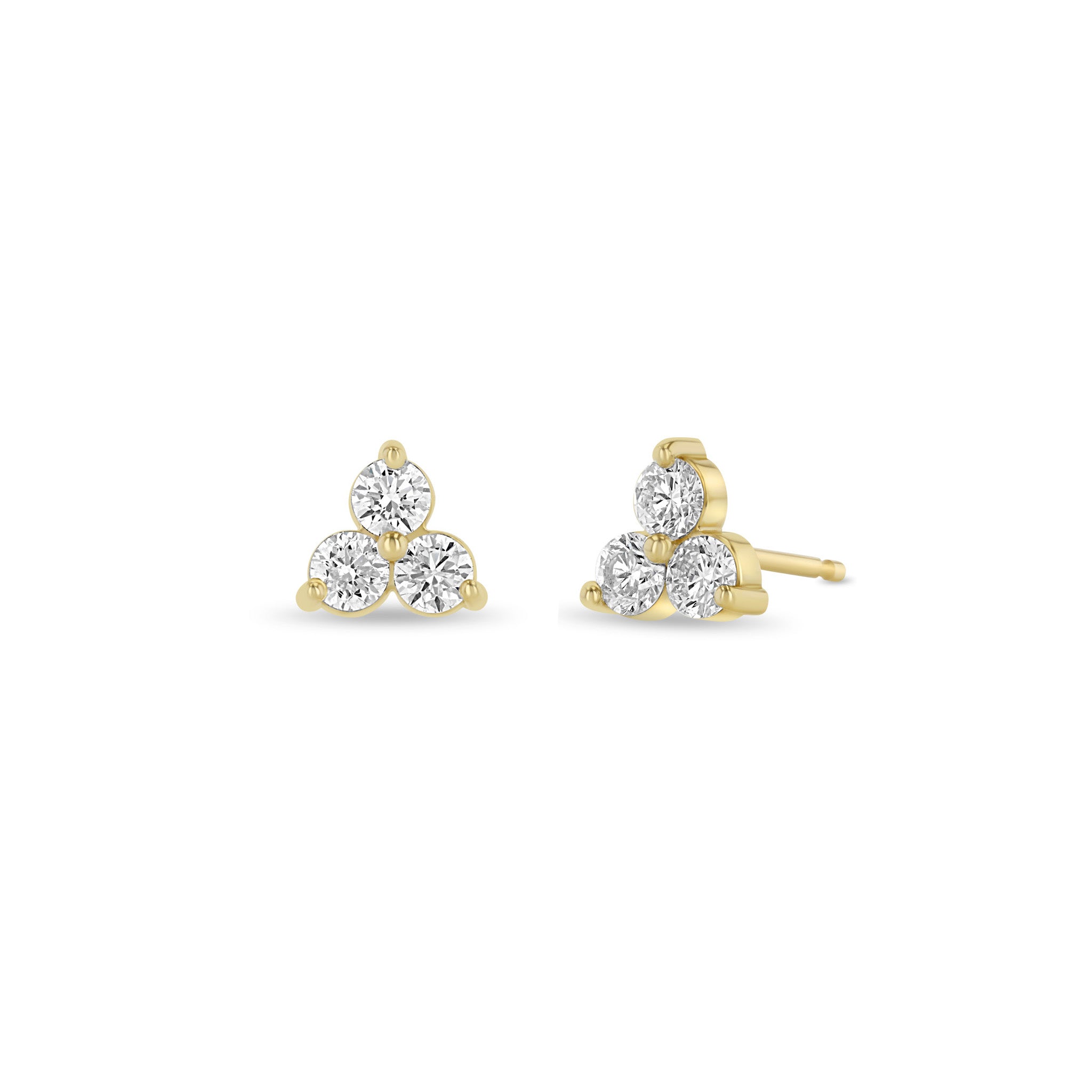 Zoë Chicco 14k Gold 3mm Prong Diamond Trio Stud Earrings