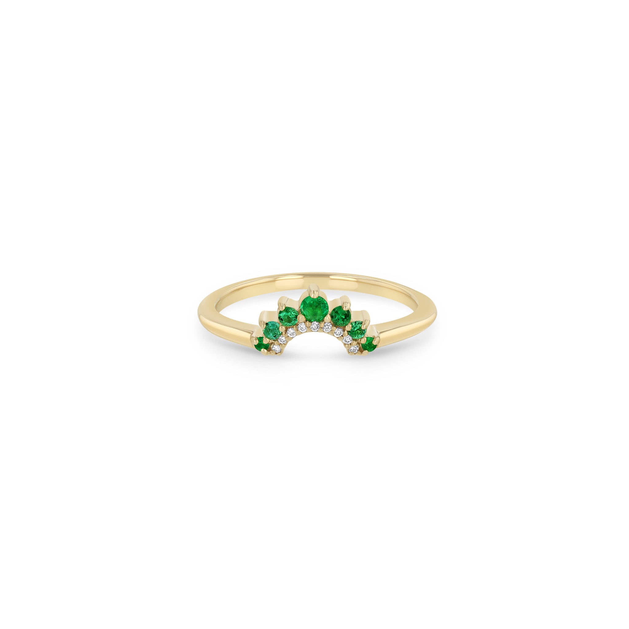 Zoë Chicco 14k Gold Graduated Prong Emerald & Pavé Diamond Double Arch Ring