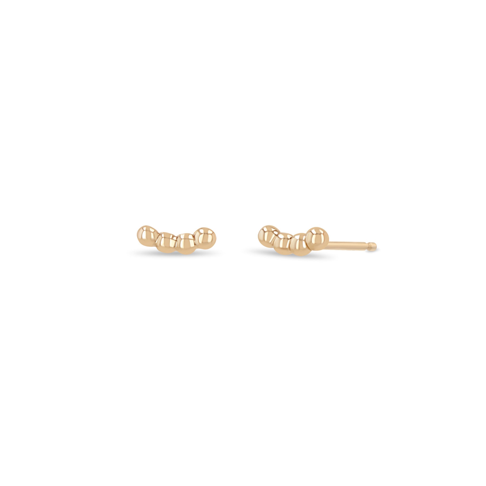 Zoë Chicco 14k Gold Small Beaded Curve Stud Earrings