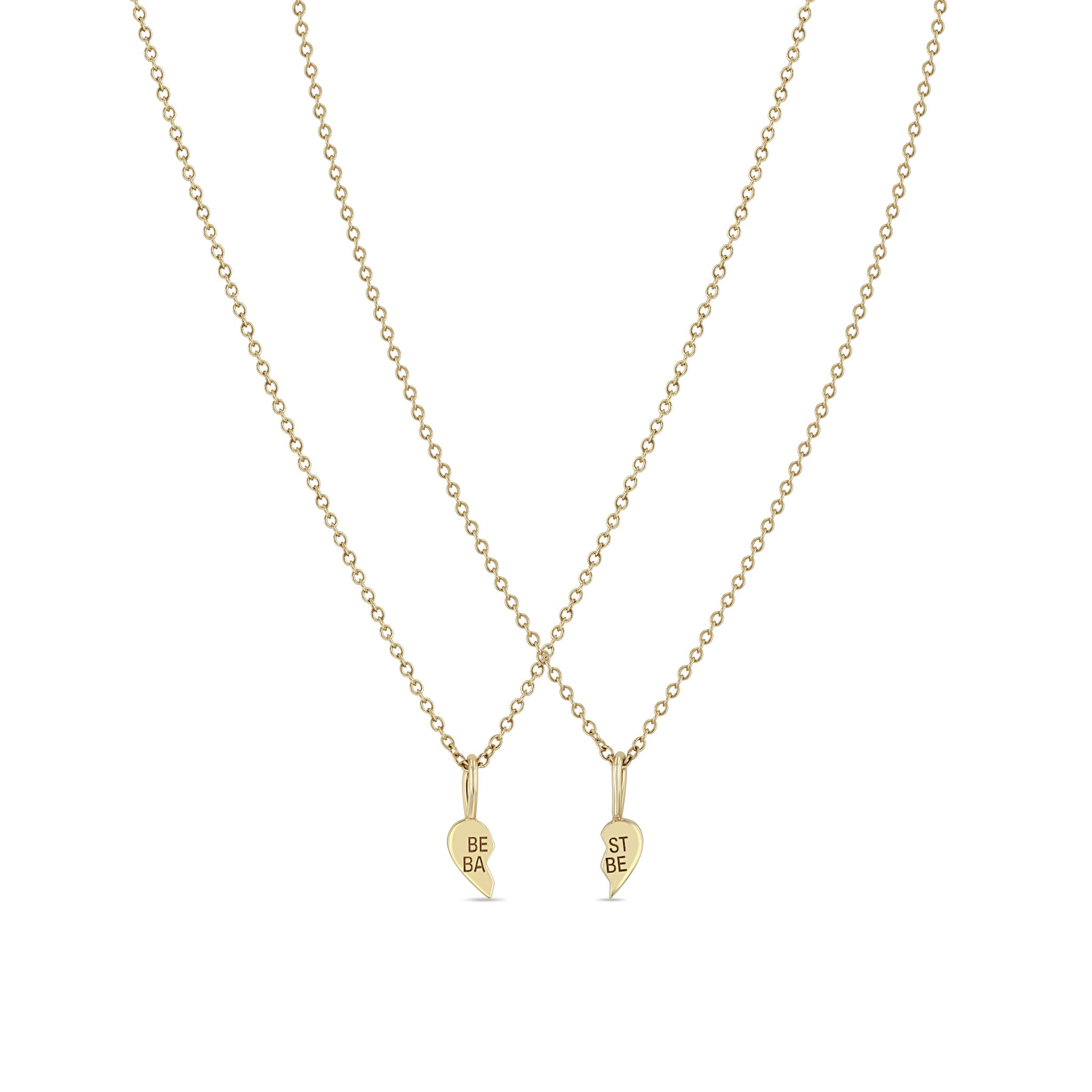 Zoë Chicco 14k Yellow Gold Itty Bitty Best Babe Friendship Necklace Set
