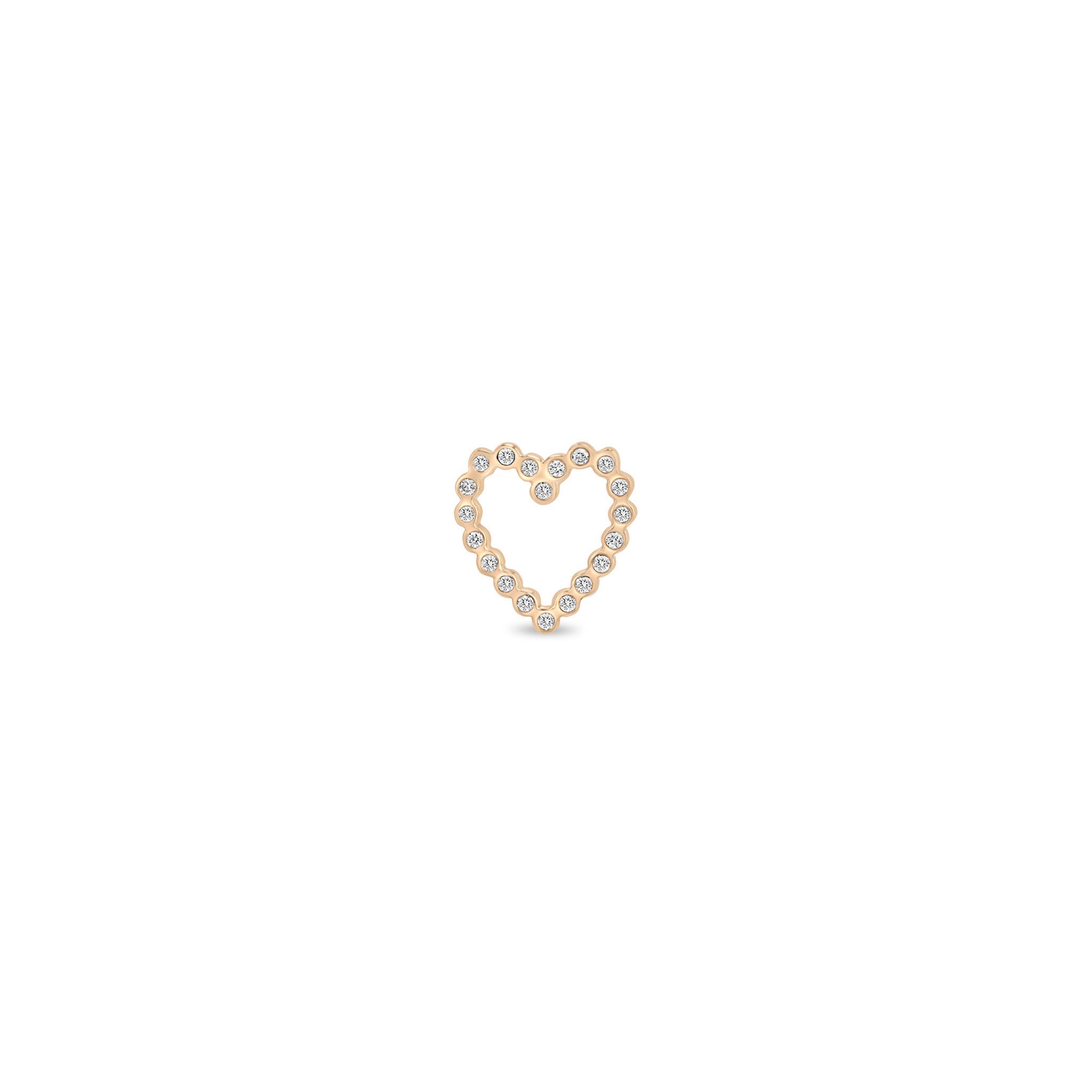 Single Zoë Chicco 14k Gold Small Diamond Bezel Heart Stud Earring