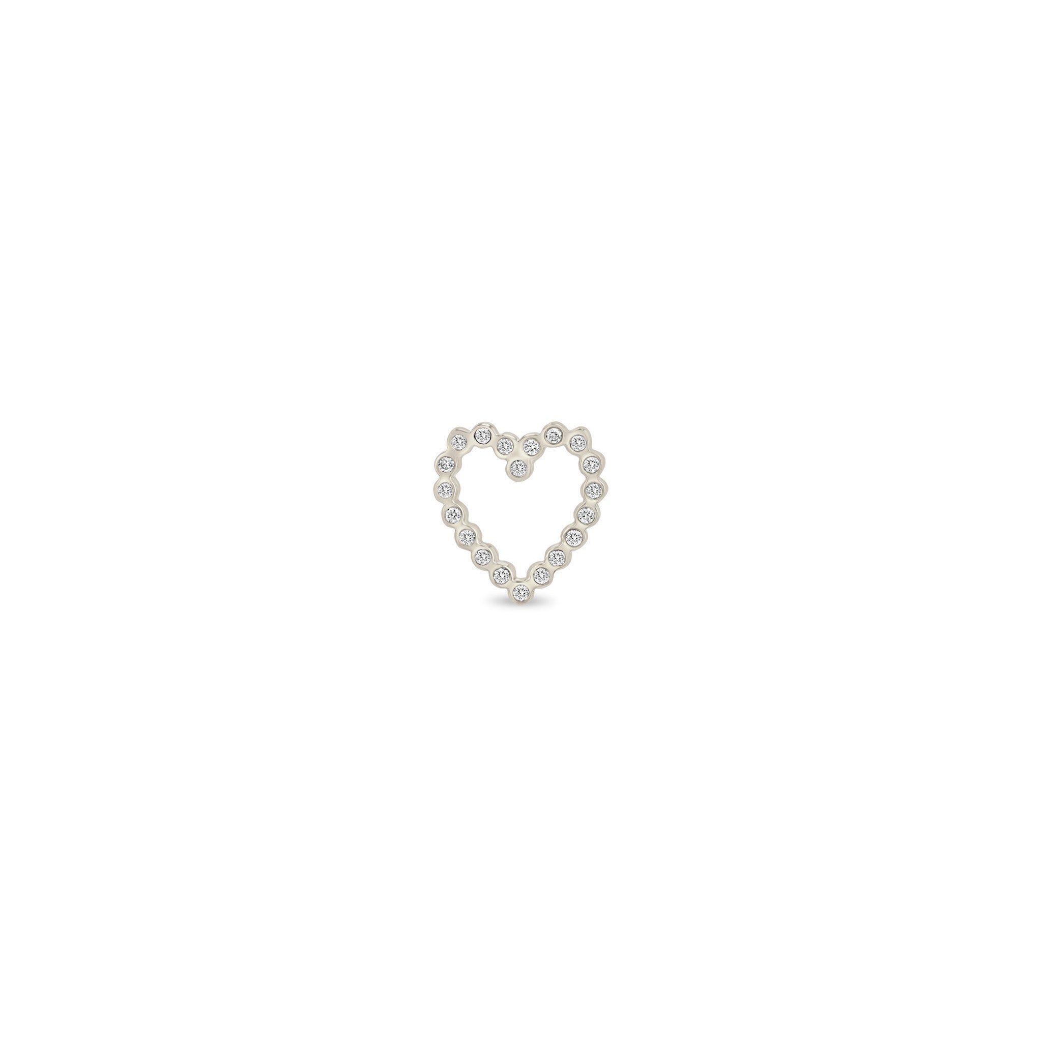 Single Zoë Chicco 14k Gold Small Diamond Bezel Heart Stud Earring