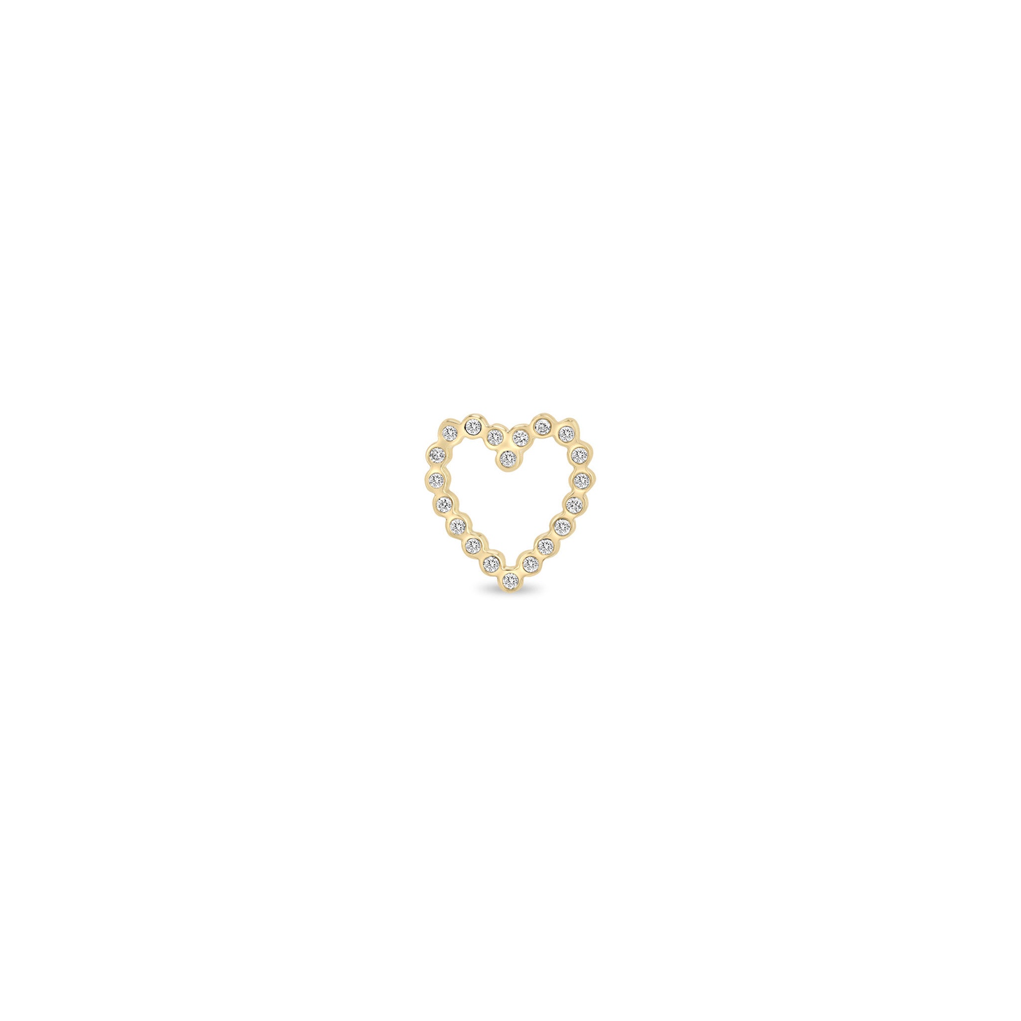 Single Zoë Chicco 14k Gold Small Diamond Bezel Heart Stud Earring