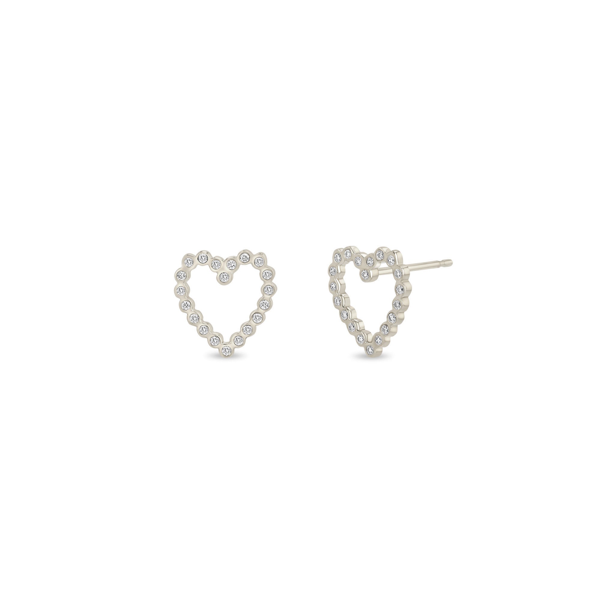Zoë Chicco 14k Gold Small Diamond Bezel Heart Stud Earrings