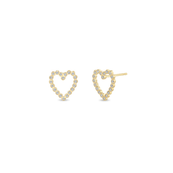 Zoë Chicco 14k Gold Small Diamond Bezel Heart Stud Earrings