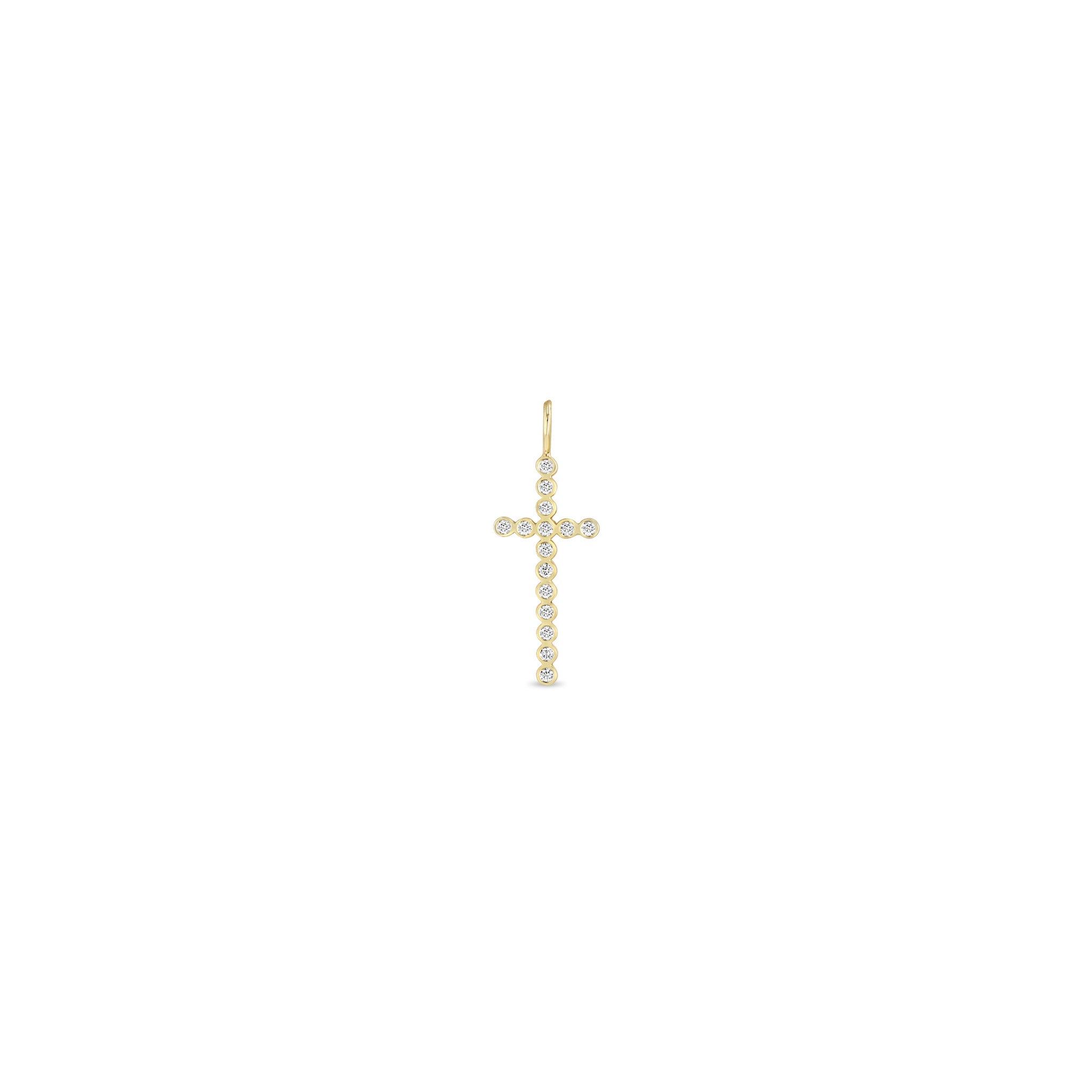 Zoë Chicco 14k Gold Diamond Bezel Cross Charm Pendant