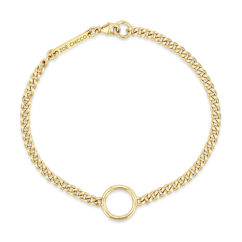 top down view of a Zoë Chicco 14k Gold Circle Small Curb Chain Bracelet