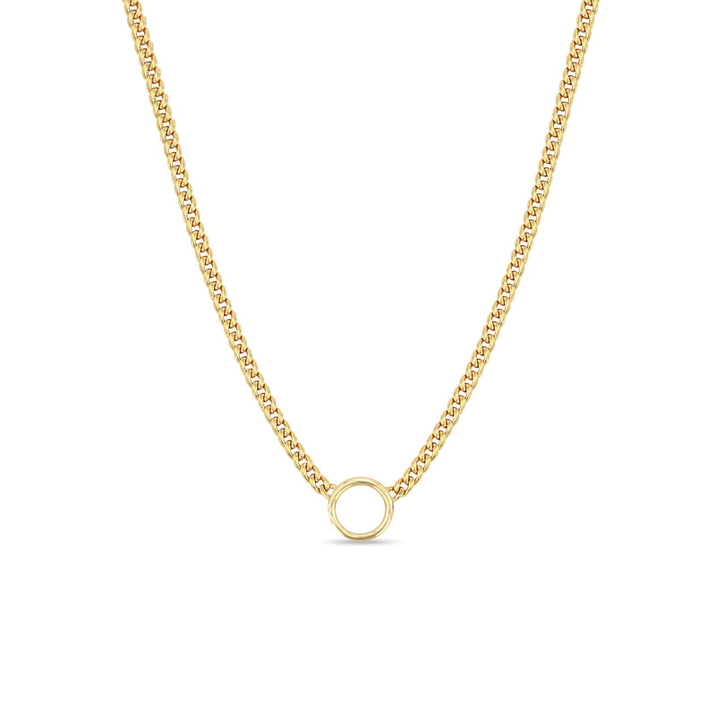 Zoë Chicco 14k Gold Circle Pendant Small Curb Chain Necklace