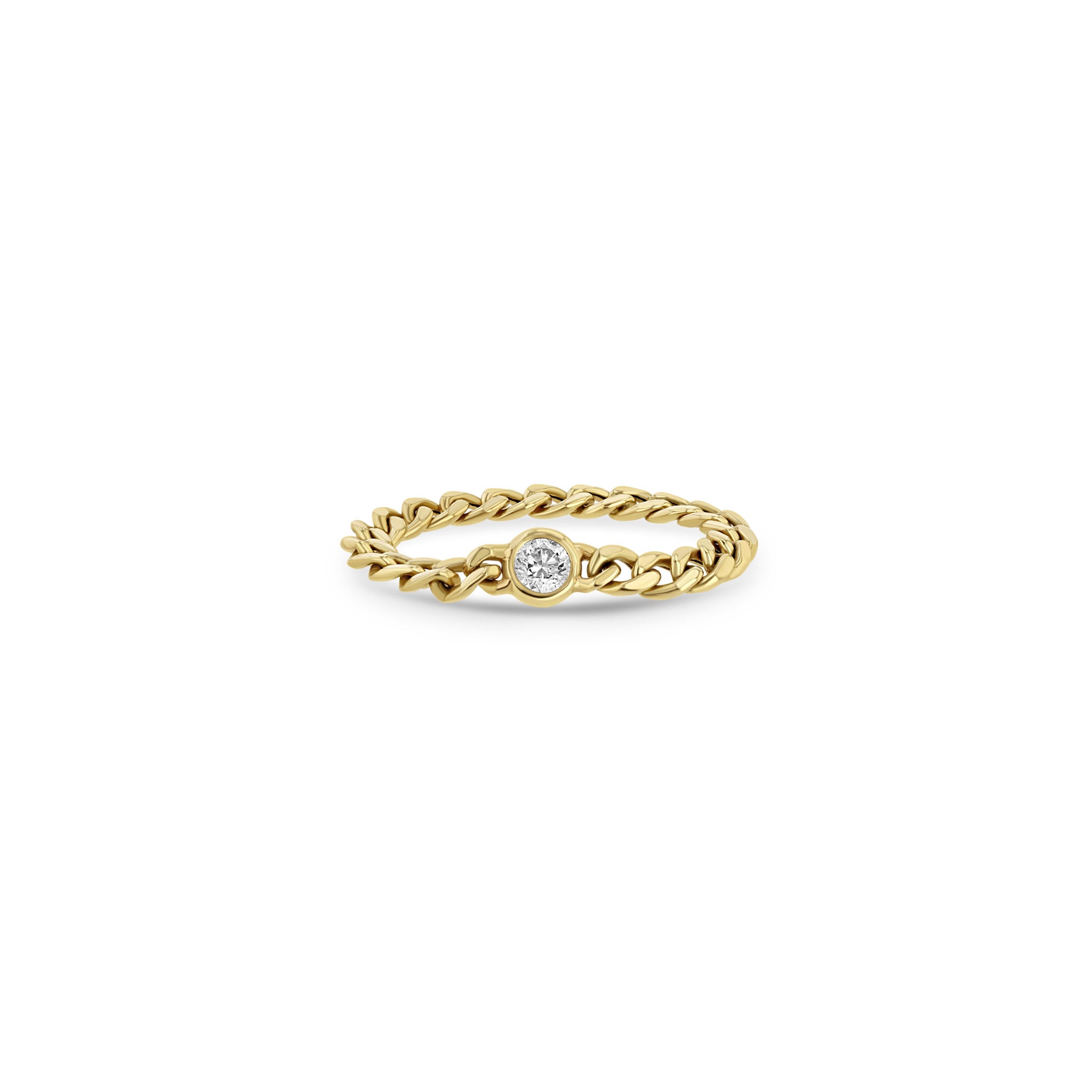 Zoë Chicco 14k Gold Floating Diamond Small Curb Chain Ring – ZOË